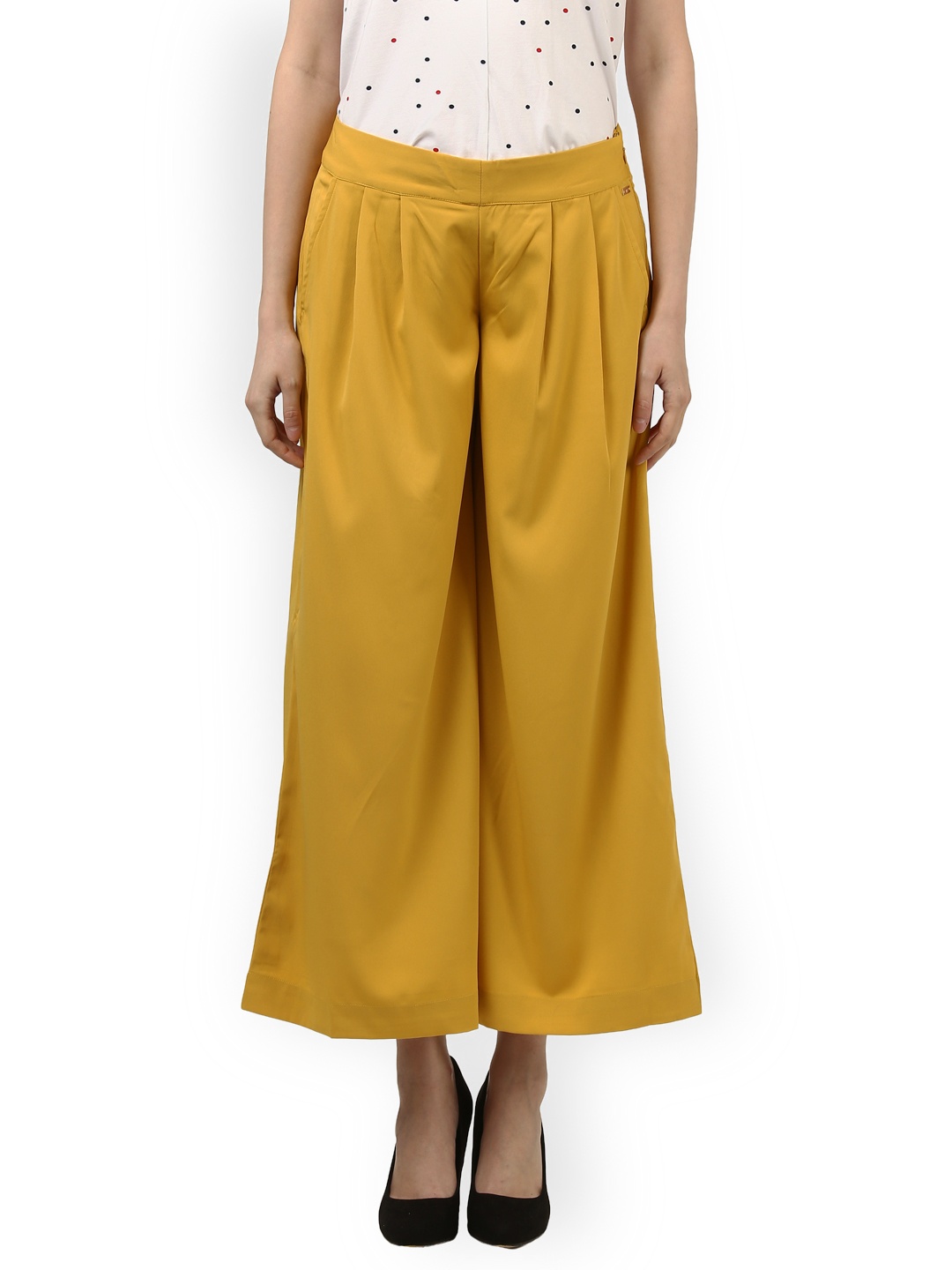 

Park Avenue Woman Yellow Regular Fit Solid Culottes