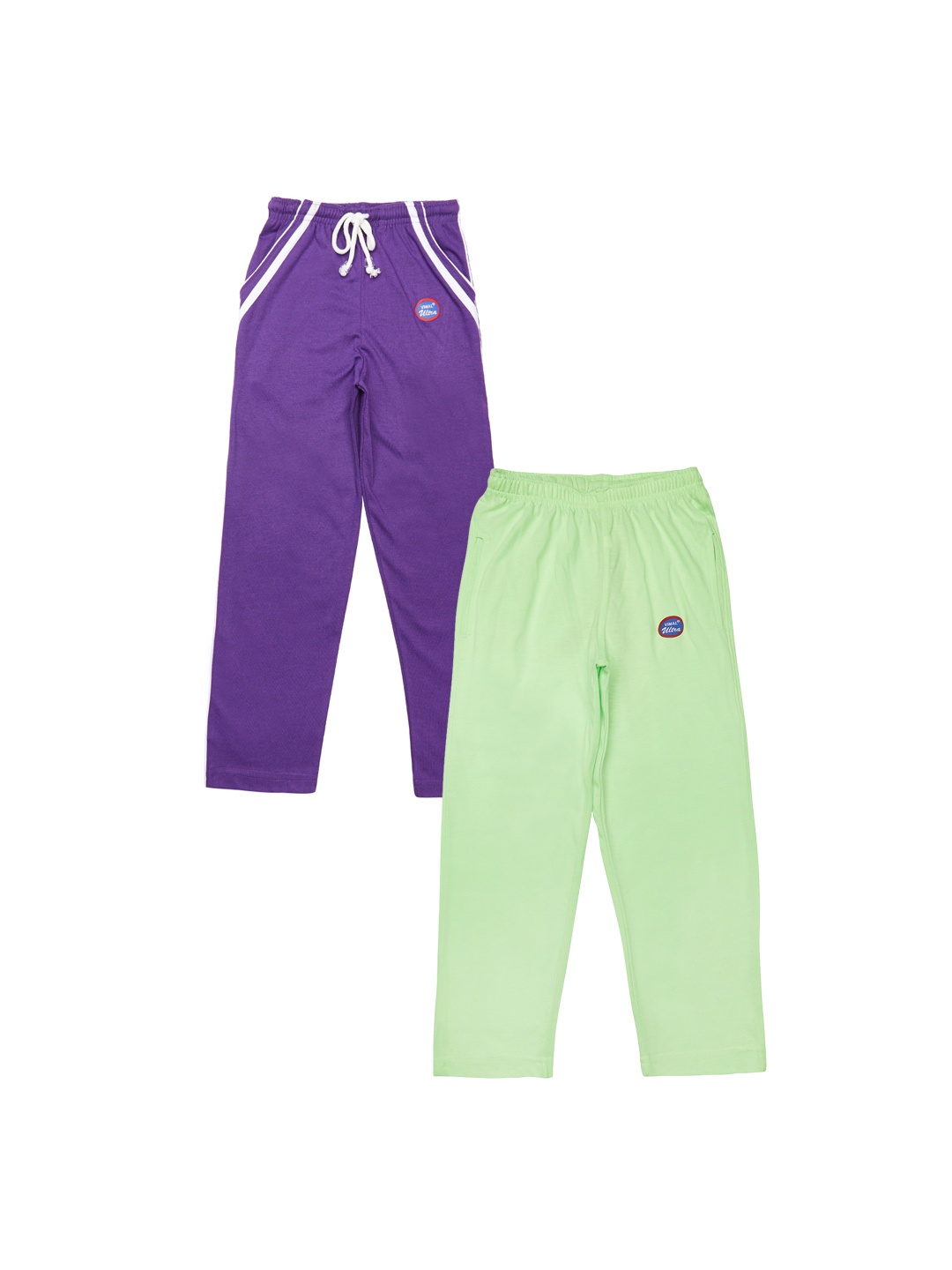 

VIMAL JONNEY Girls Pack of 2 Solid Slim Fit Track Pants, Purple
