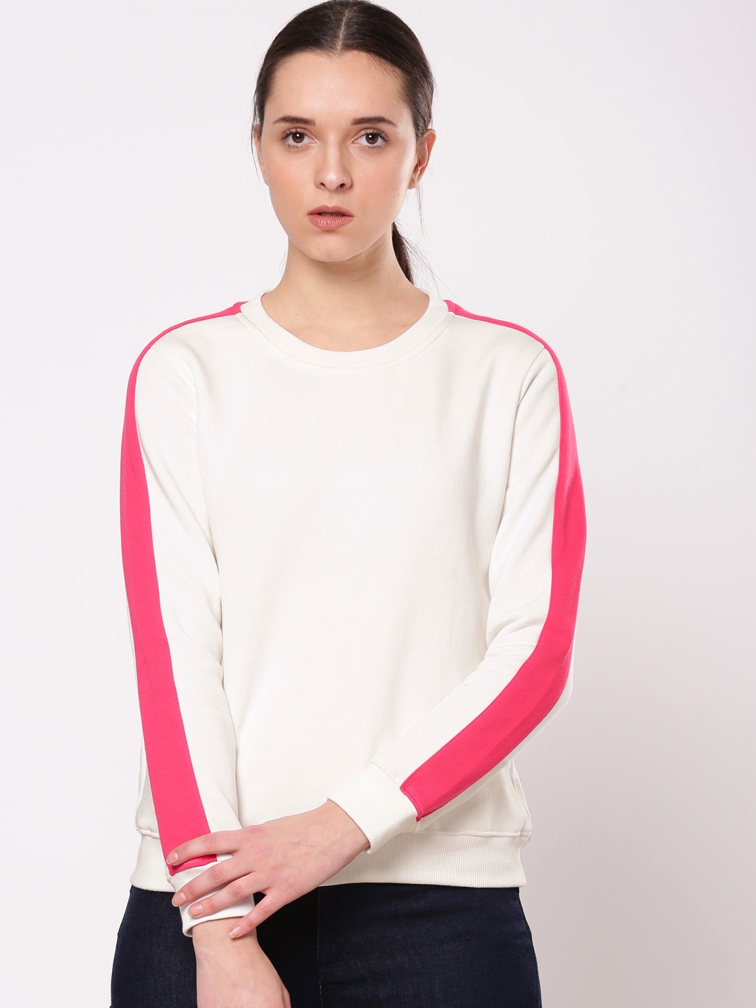 

ether Women White Solid Sweatshirt