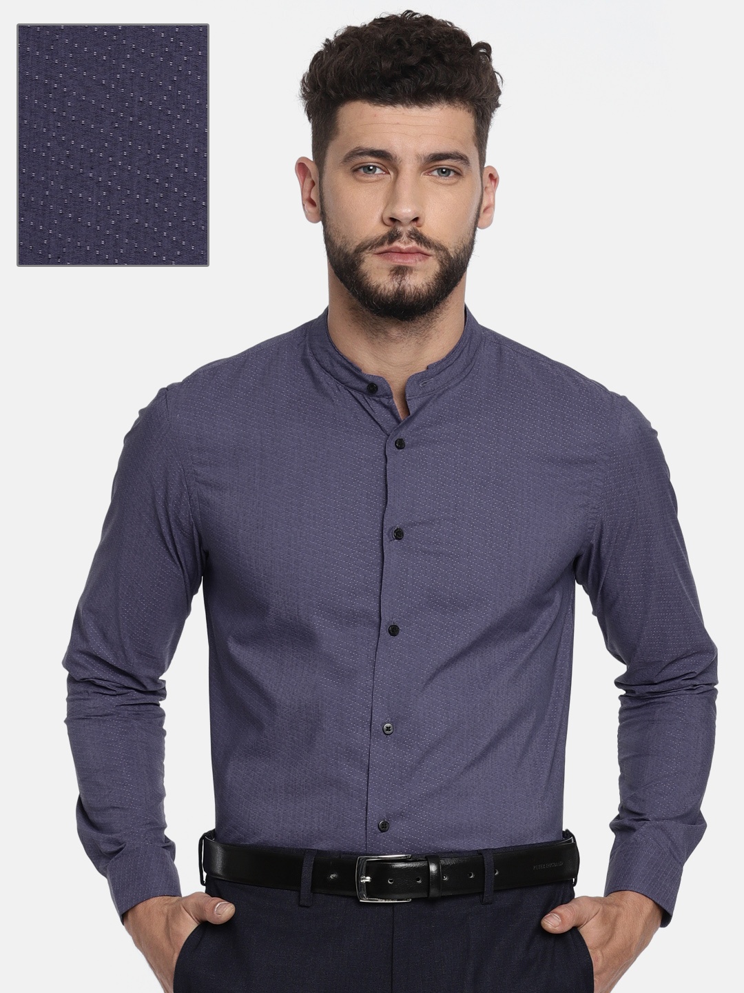 

Arrow New York Men Purple Slim Fit Self Design Formal Shirt