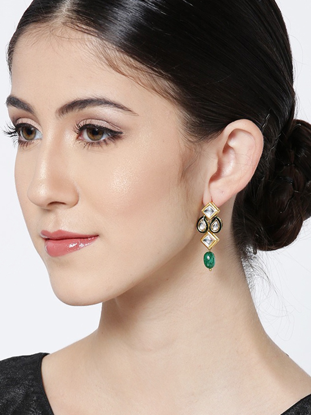 

KARATCART Green Gold-Plated Classic Drop Earrings