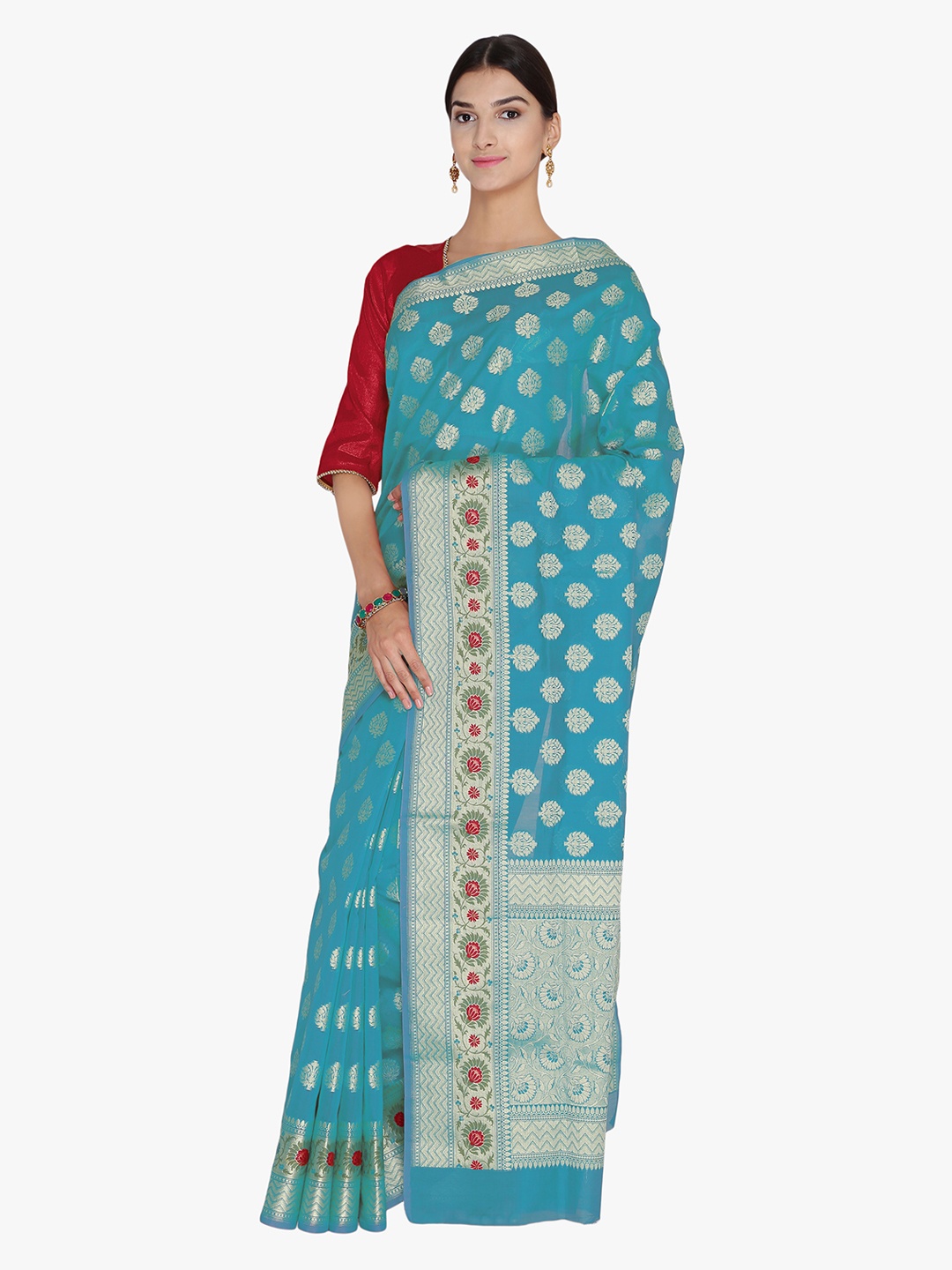 

Chhabra 555 Blue Art Silk Woven Design Banarasi Saree