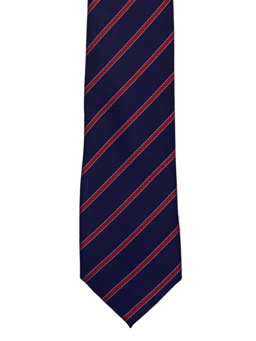 

Tossido Navy Blue & Red Striped Broad Tie