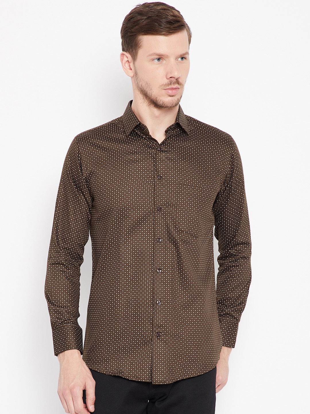 

Shaftesbury London Men Brown Regular Fit Printed Casual Shirt
