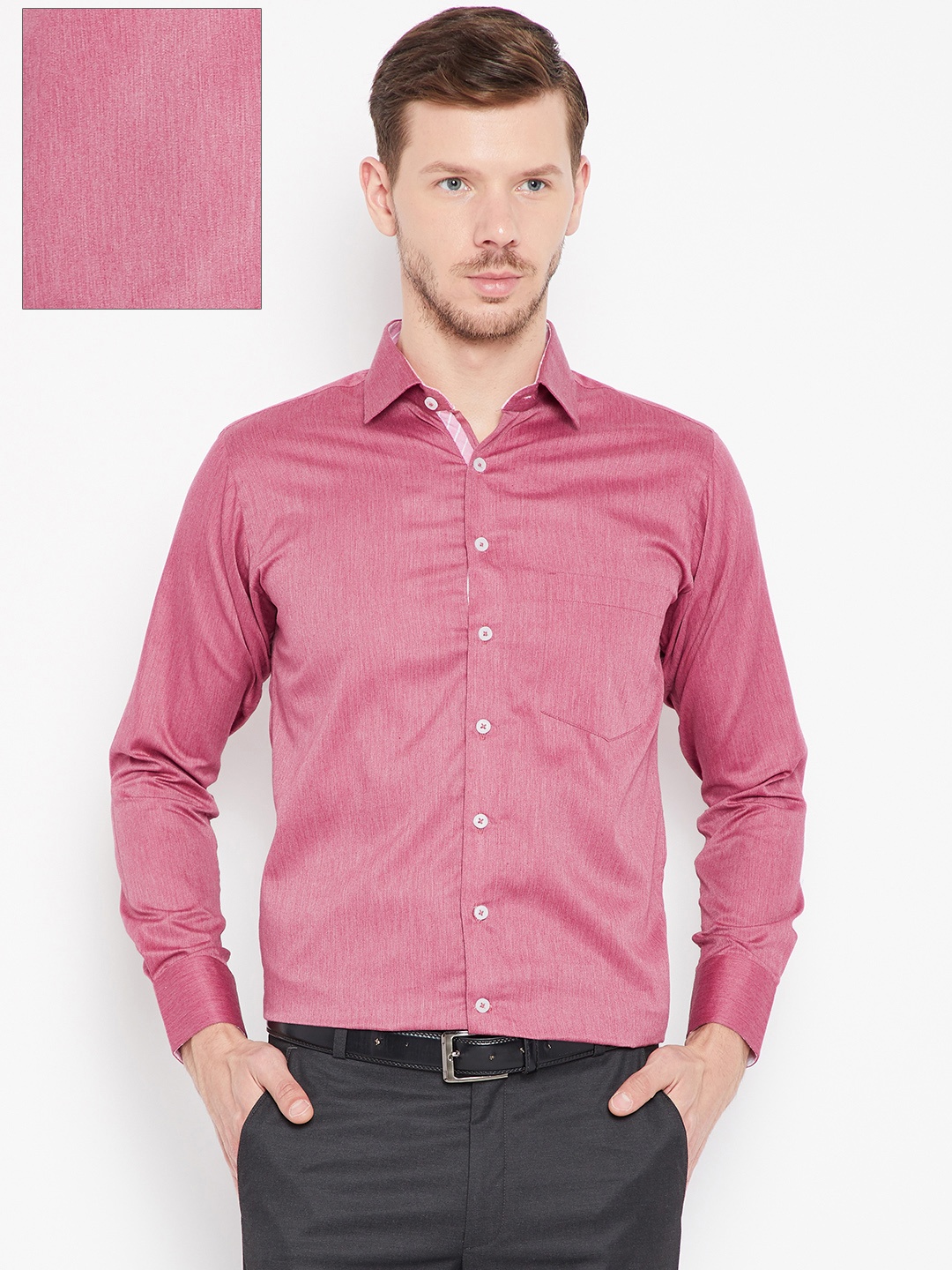 

Shaftesbury London Men Red Regular Fit Solid Formal Shirt