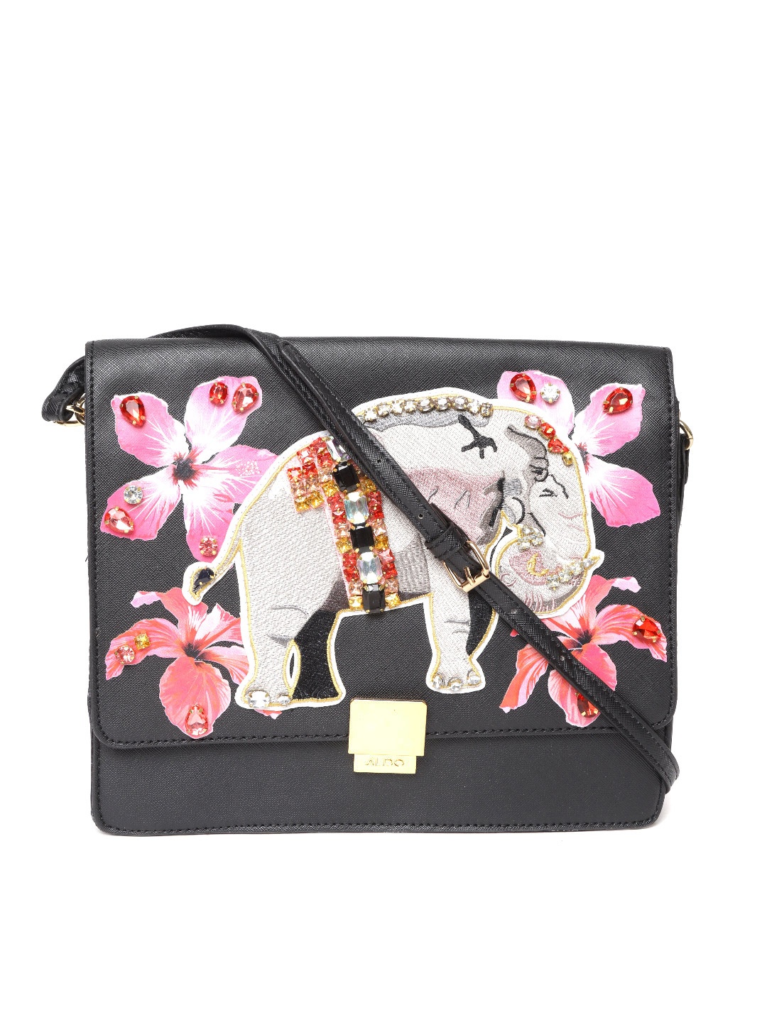 

ALDO Black & Pink Printed Sling Bag