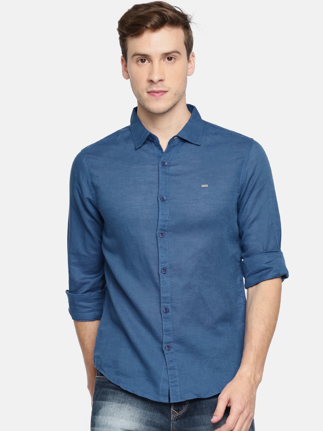 

SPYKAR Men Blue Regular Fit Solid Casual Shirt