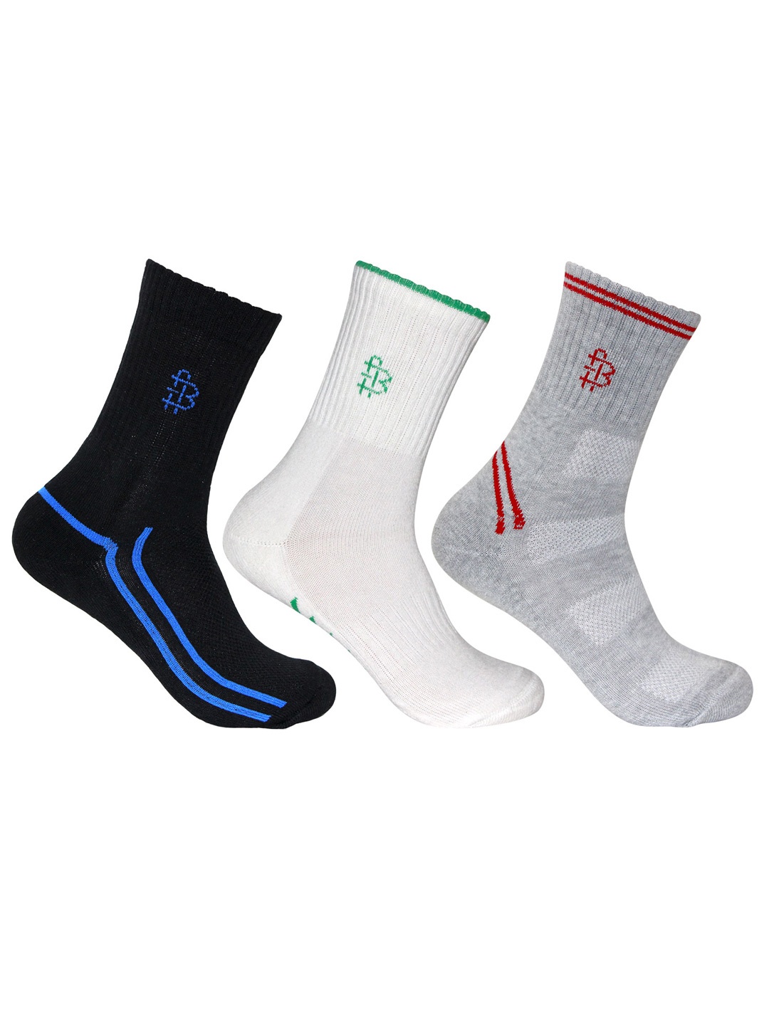 

Bonjour Men Set of 3 Assorted Ankle-Length Socks, White