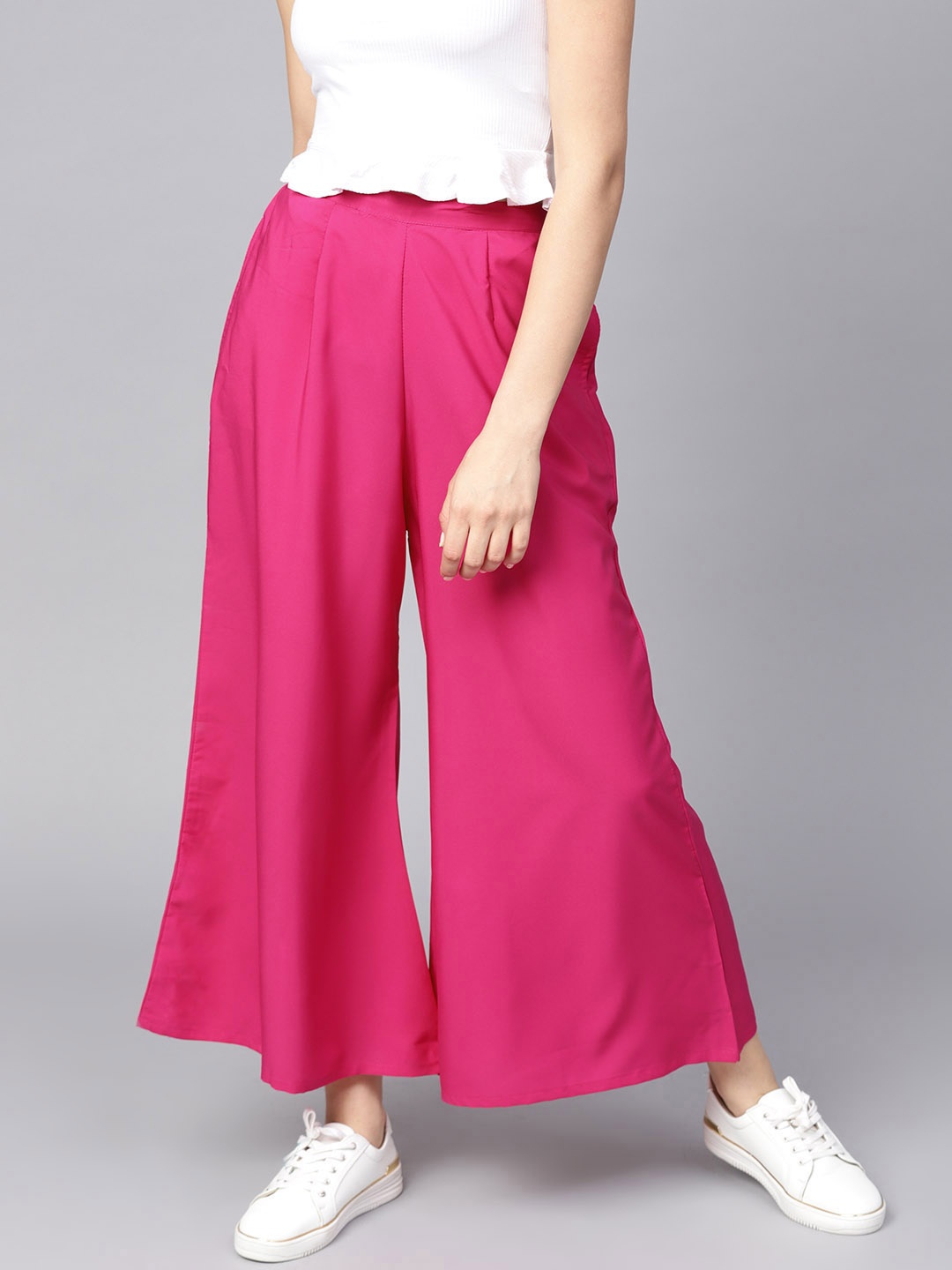 

GERUA Women Pink Solid Wide Leg Palazzos