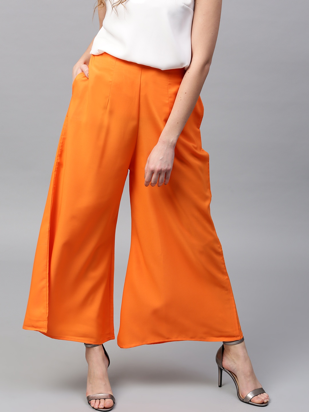 

GERUA Women Orange Wide Leg Solid Palazzos