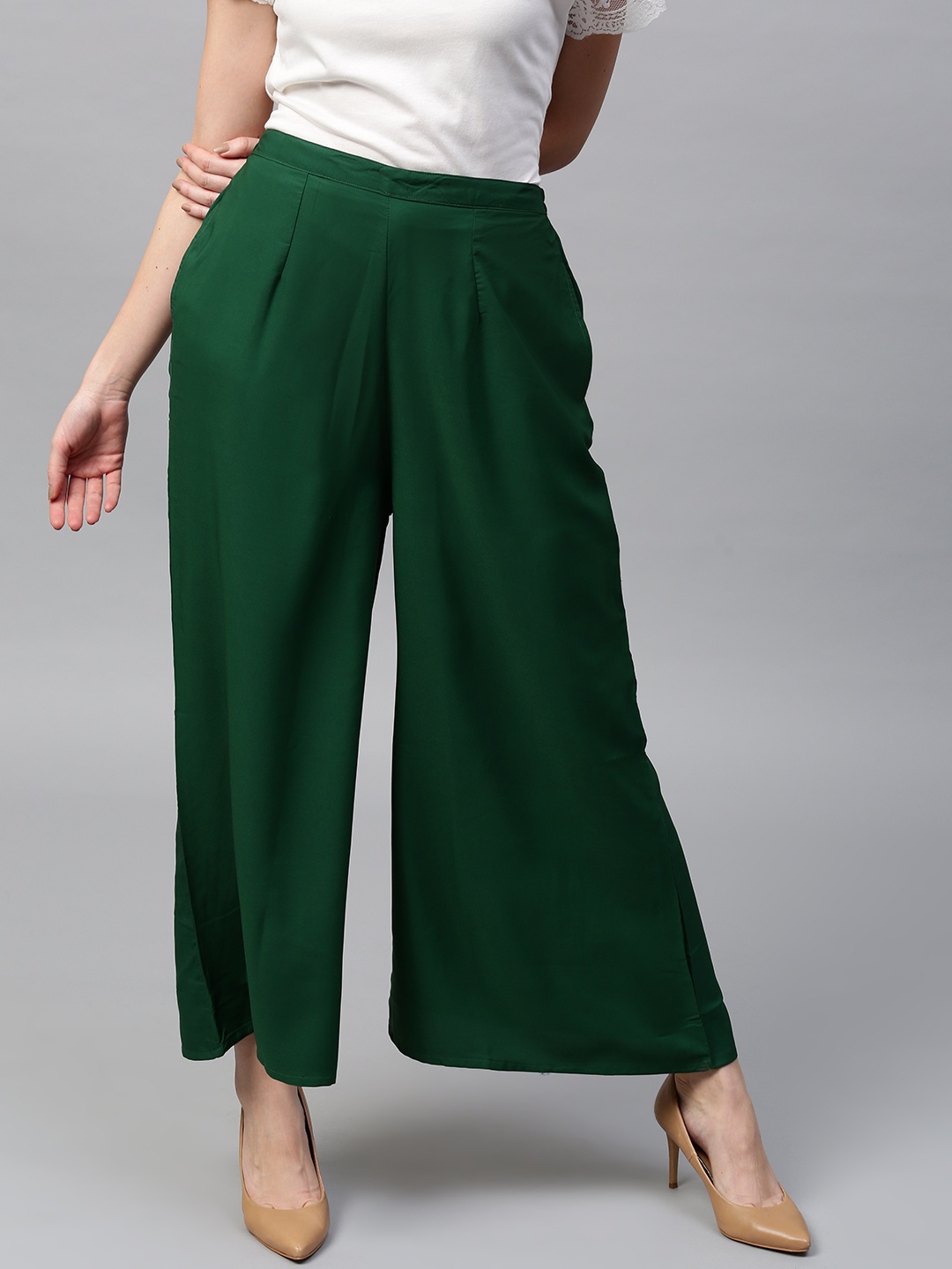 

GERUA Women Green Solid Wide Leg Palazzos