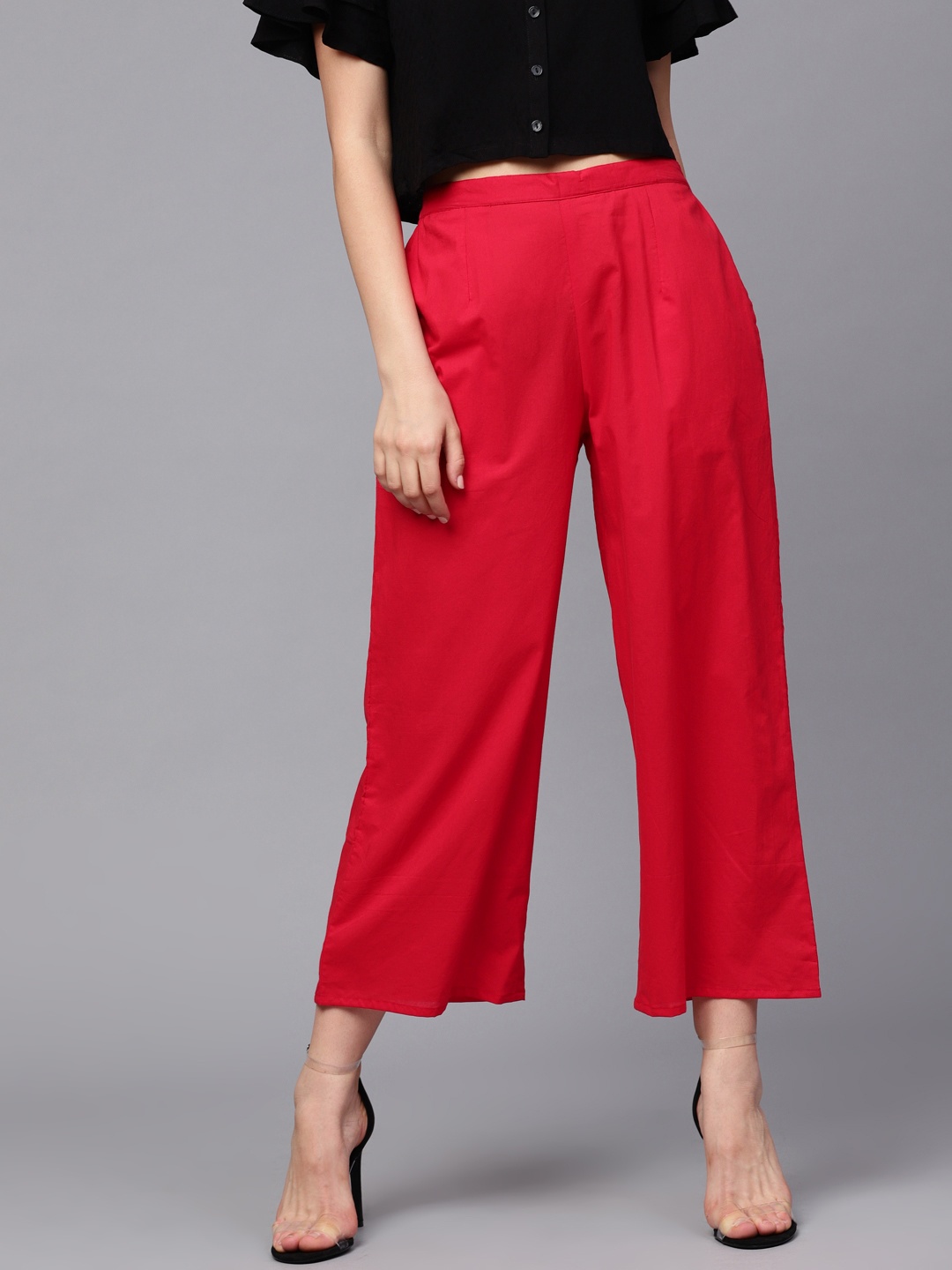 

GERUA Women Red Flared Solid Palazzos