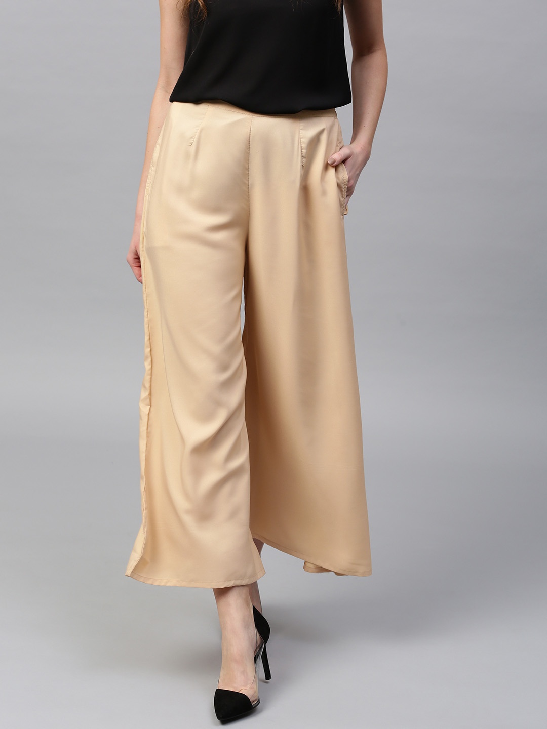 

GERUA Women Beige Wide Leg Solid Palazzos