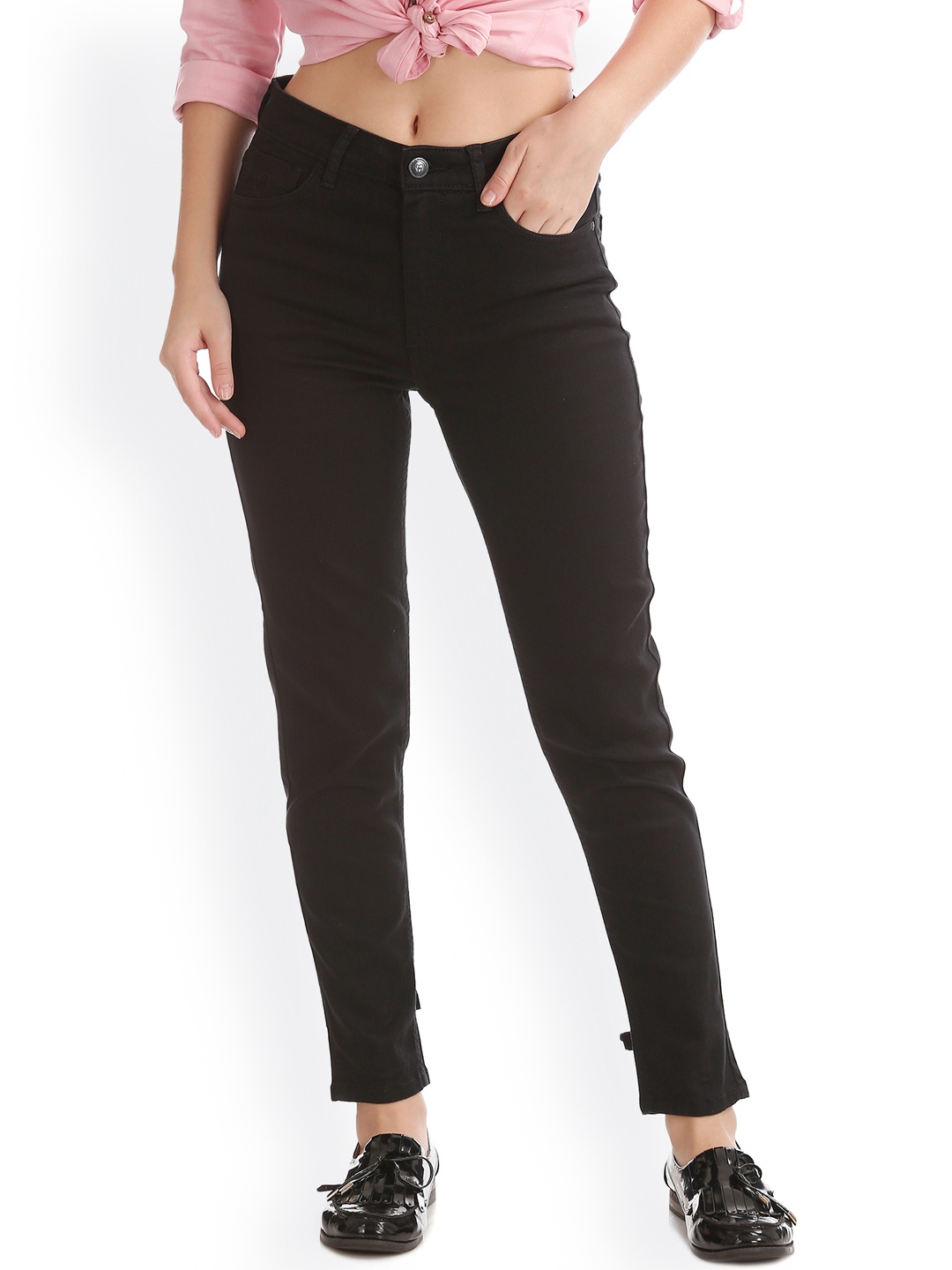 

Flying Machine Women Black Skinny Fit High-Rise Clean Look Stretchable Jeans