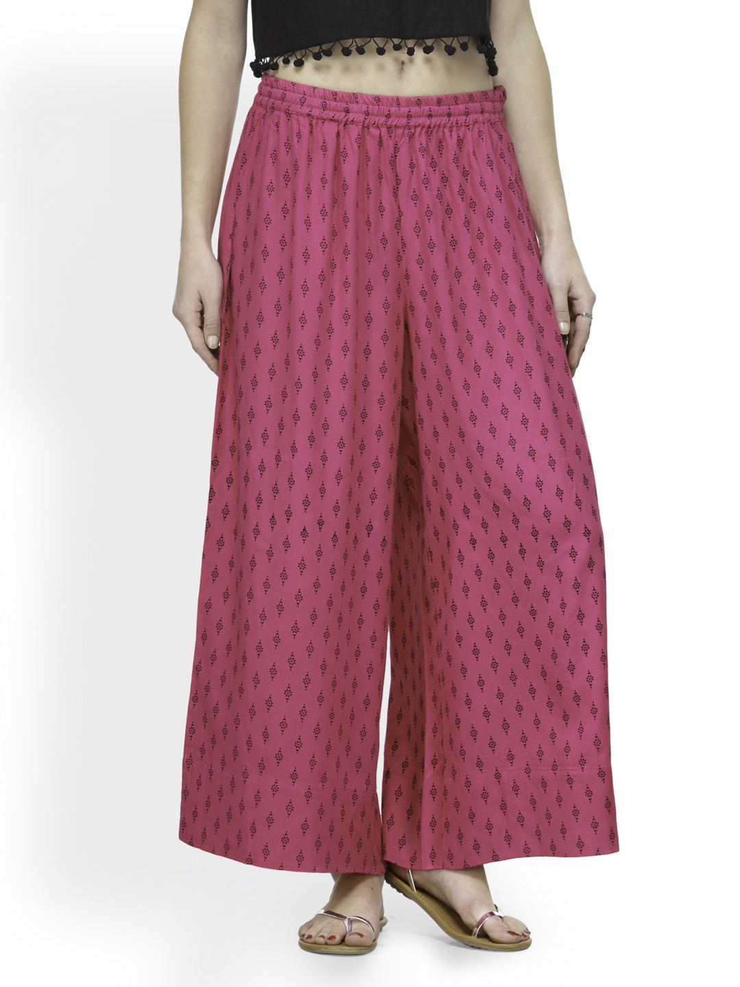 

Varanga Women Pink Flared Printed Palazzos