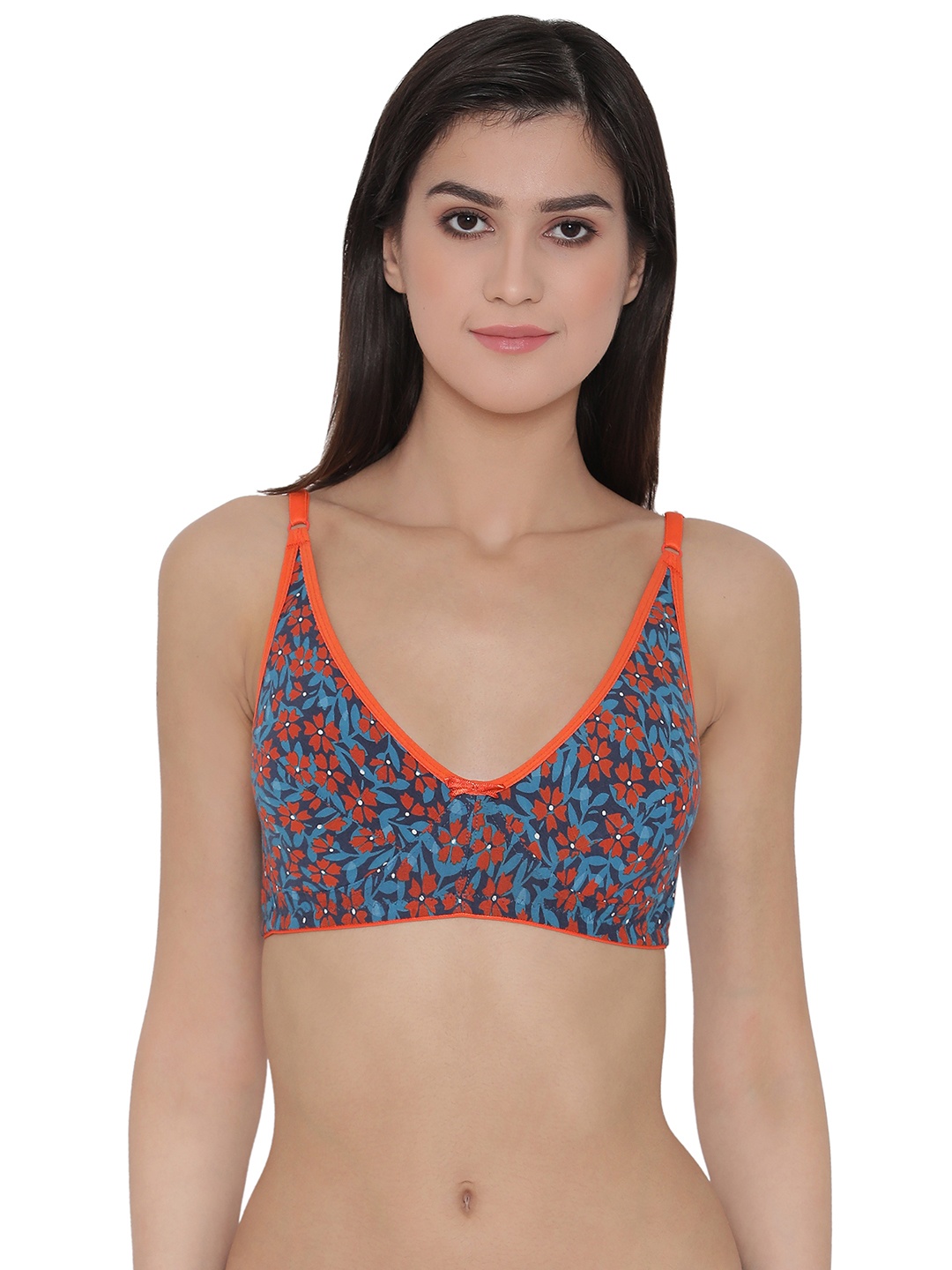 

Clovia Cotton Non-Padded Non-Wired Printed Bra, Blue