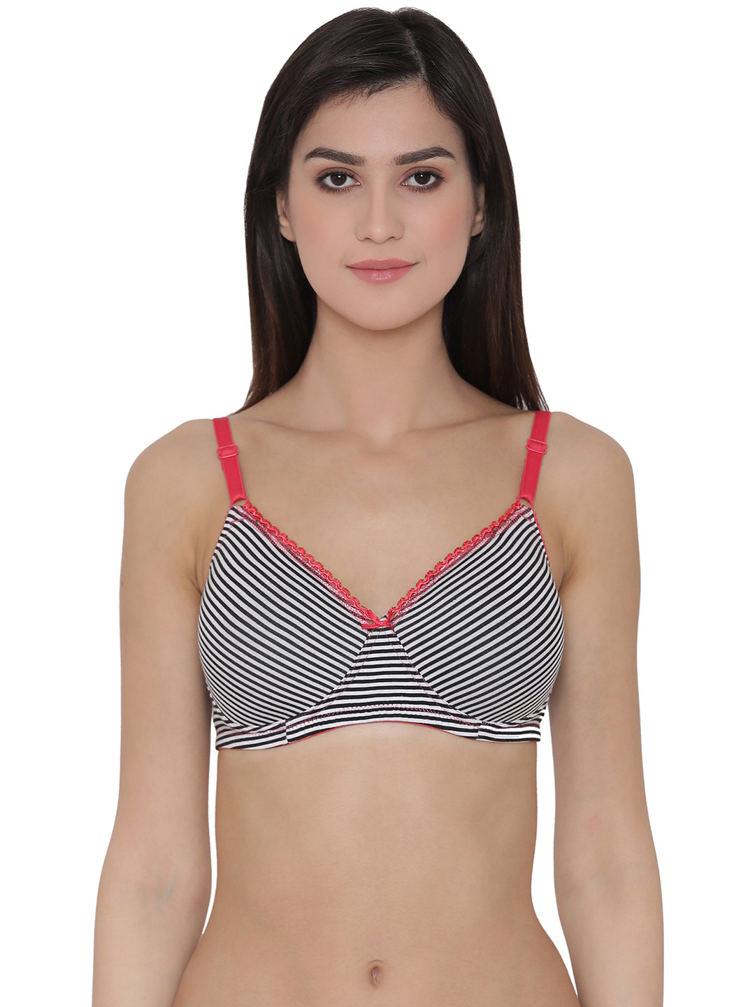 

Clovia Cotton Padded Non-Wired Striped T-Shirt Bra, White
