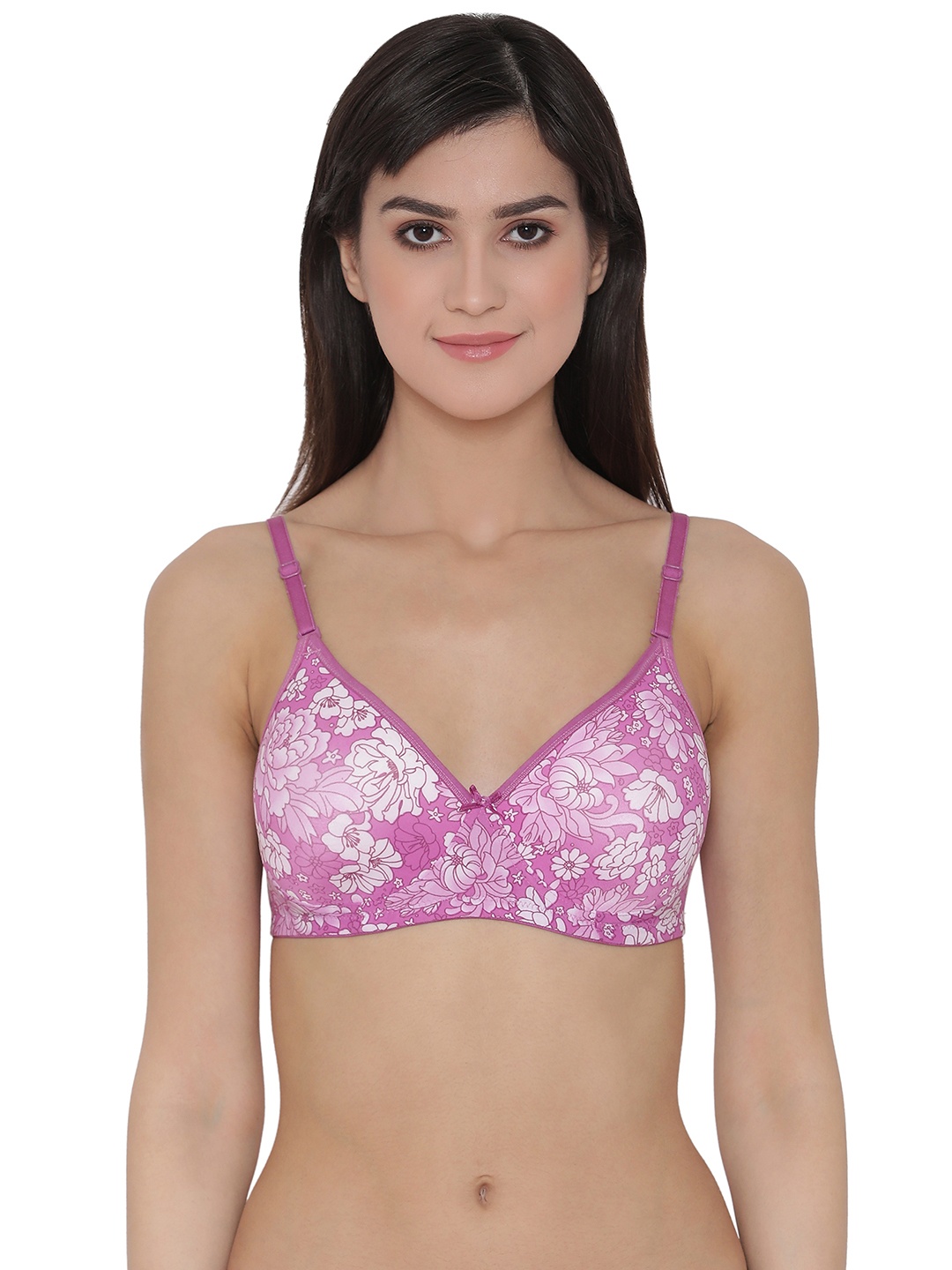 

Clovia Purple & White Printed Non-Wired Lightly Padded T-shirt Bra BR1419P1232B
