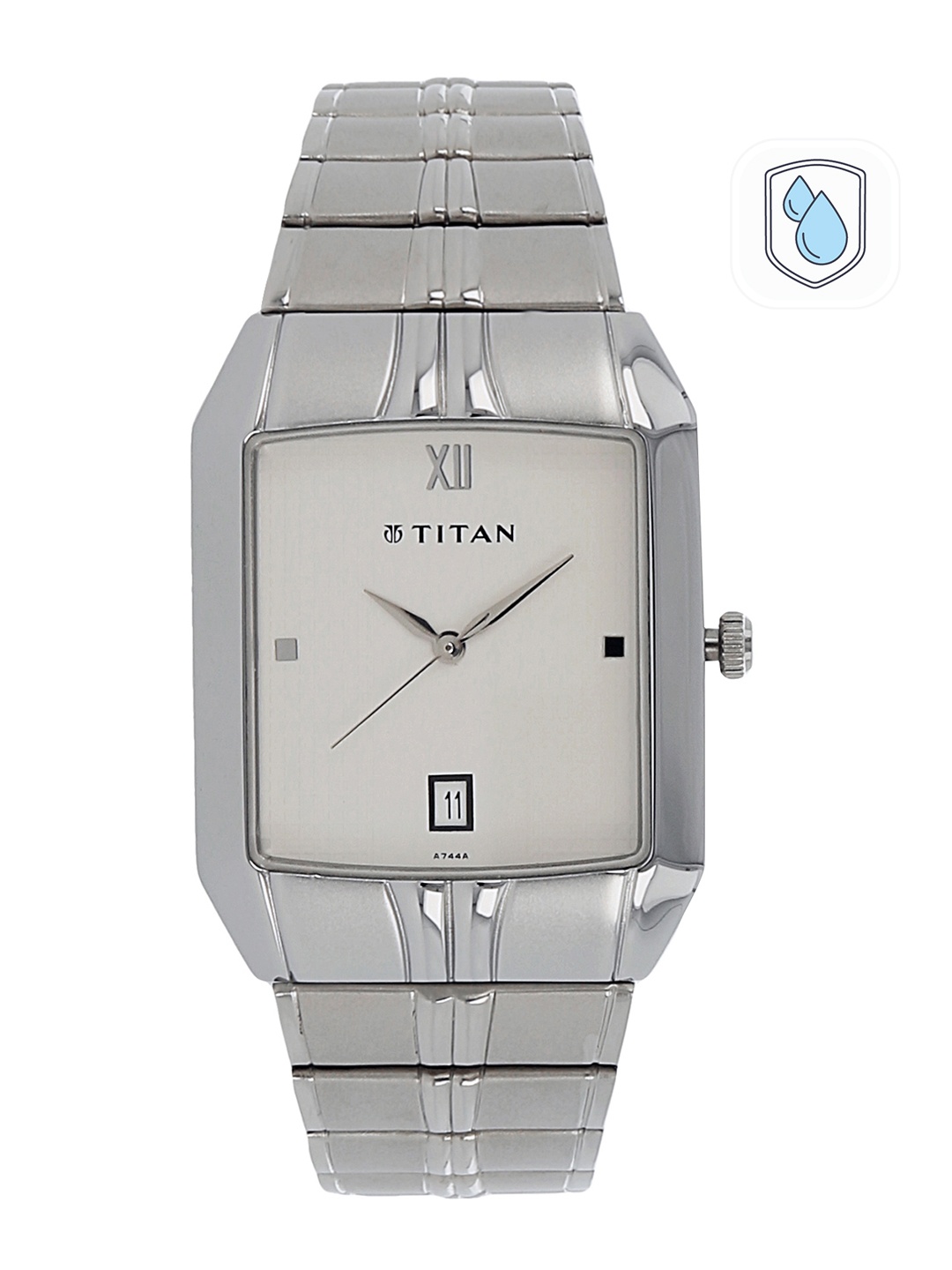 

Titan Men Silver-Toned & White Analogue Watch NH9264SM01A