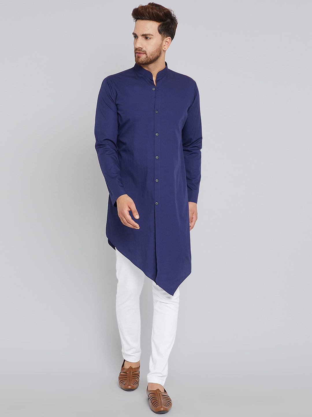 

See Designs Men Blue Solid Kurta with Trousers