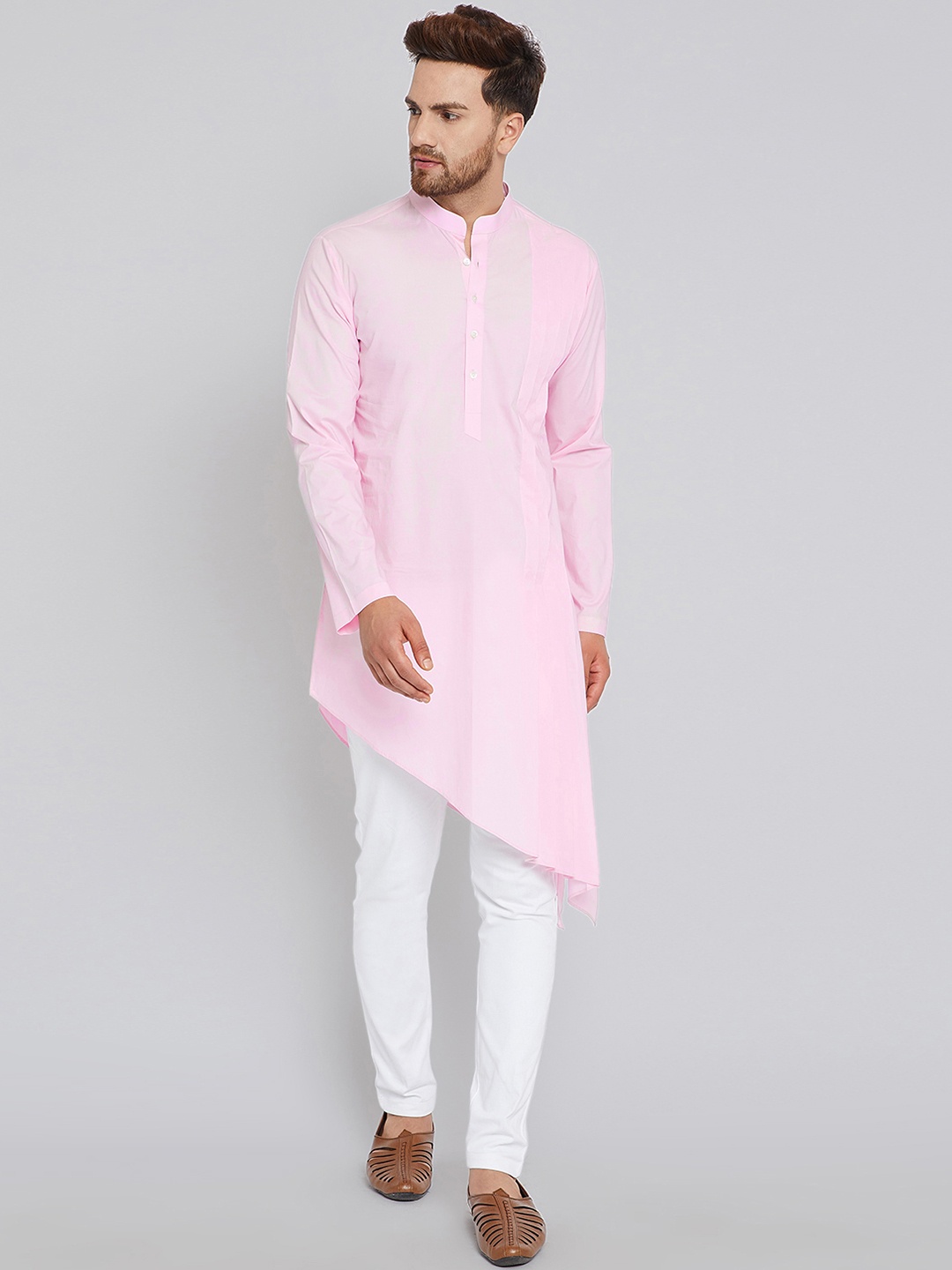 

See Designs Men Pink Solid Kurta with Churidar