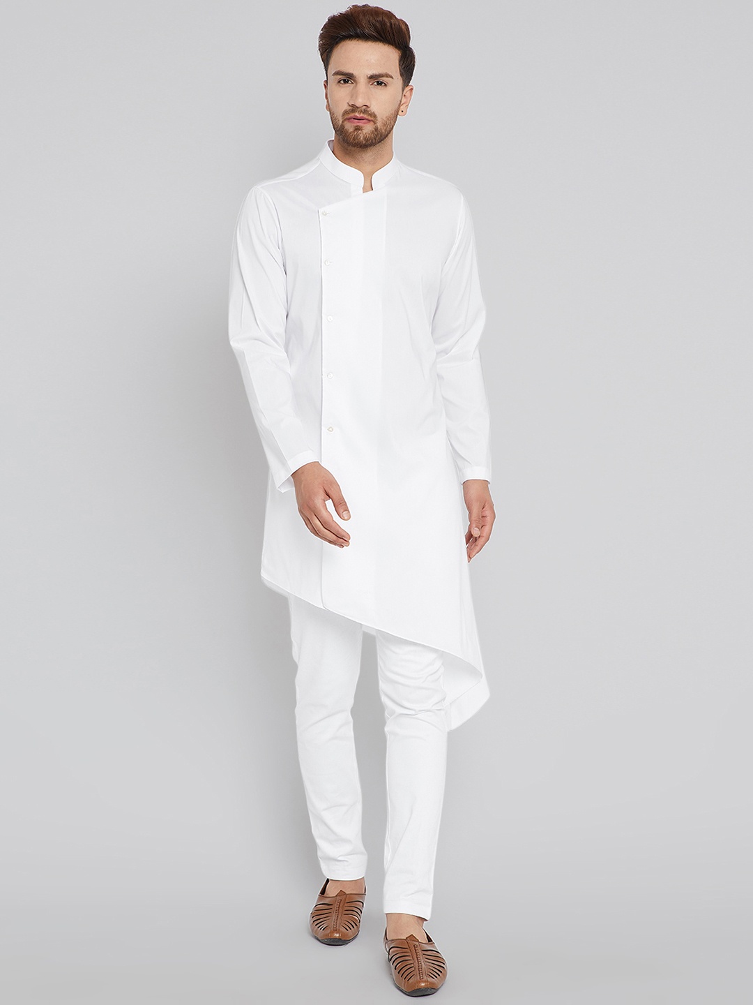 

See Designs Men White Solid Kurta with Churidar