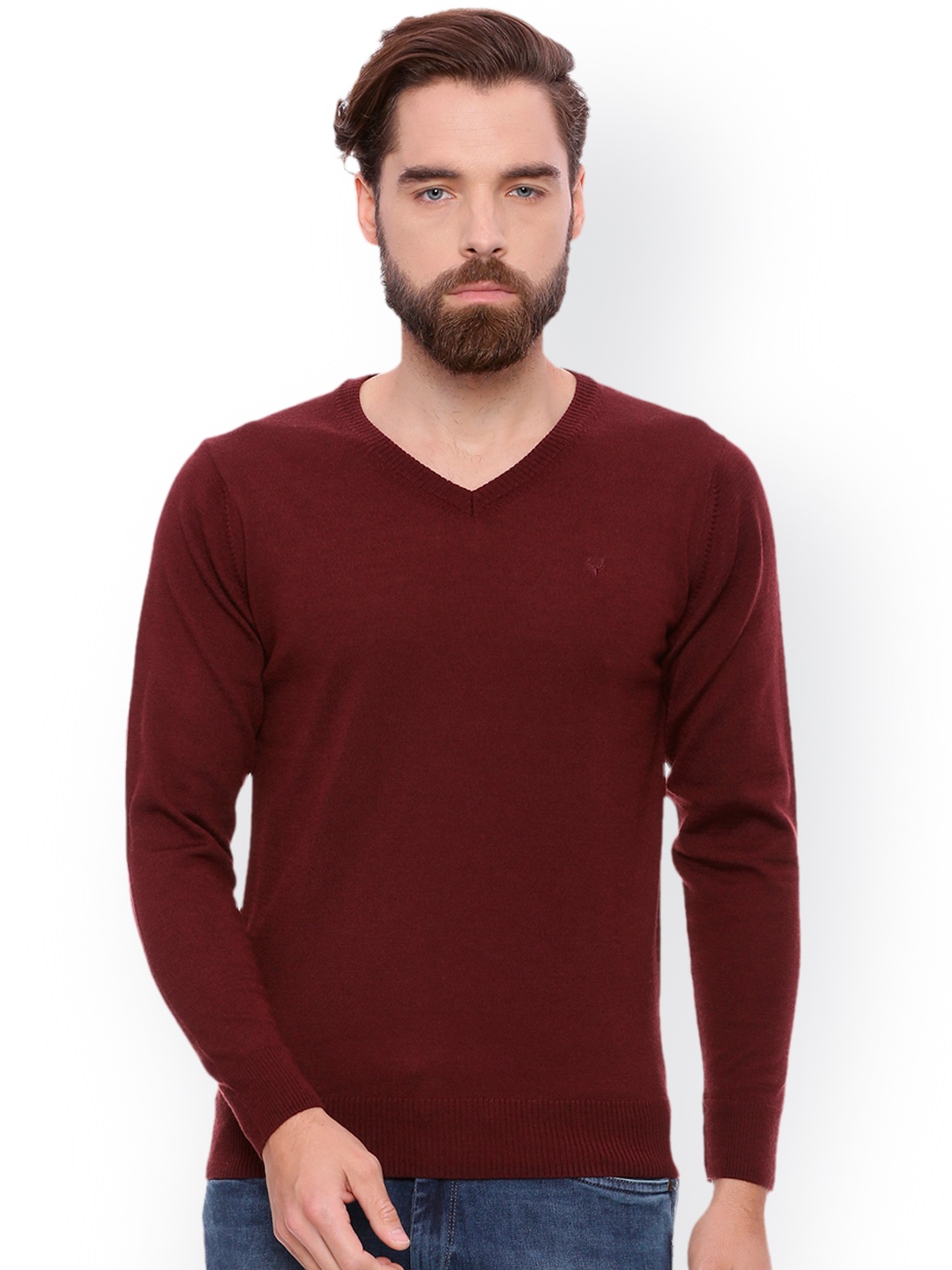 

Allen Solly Men Maroon Self Design Pullover