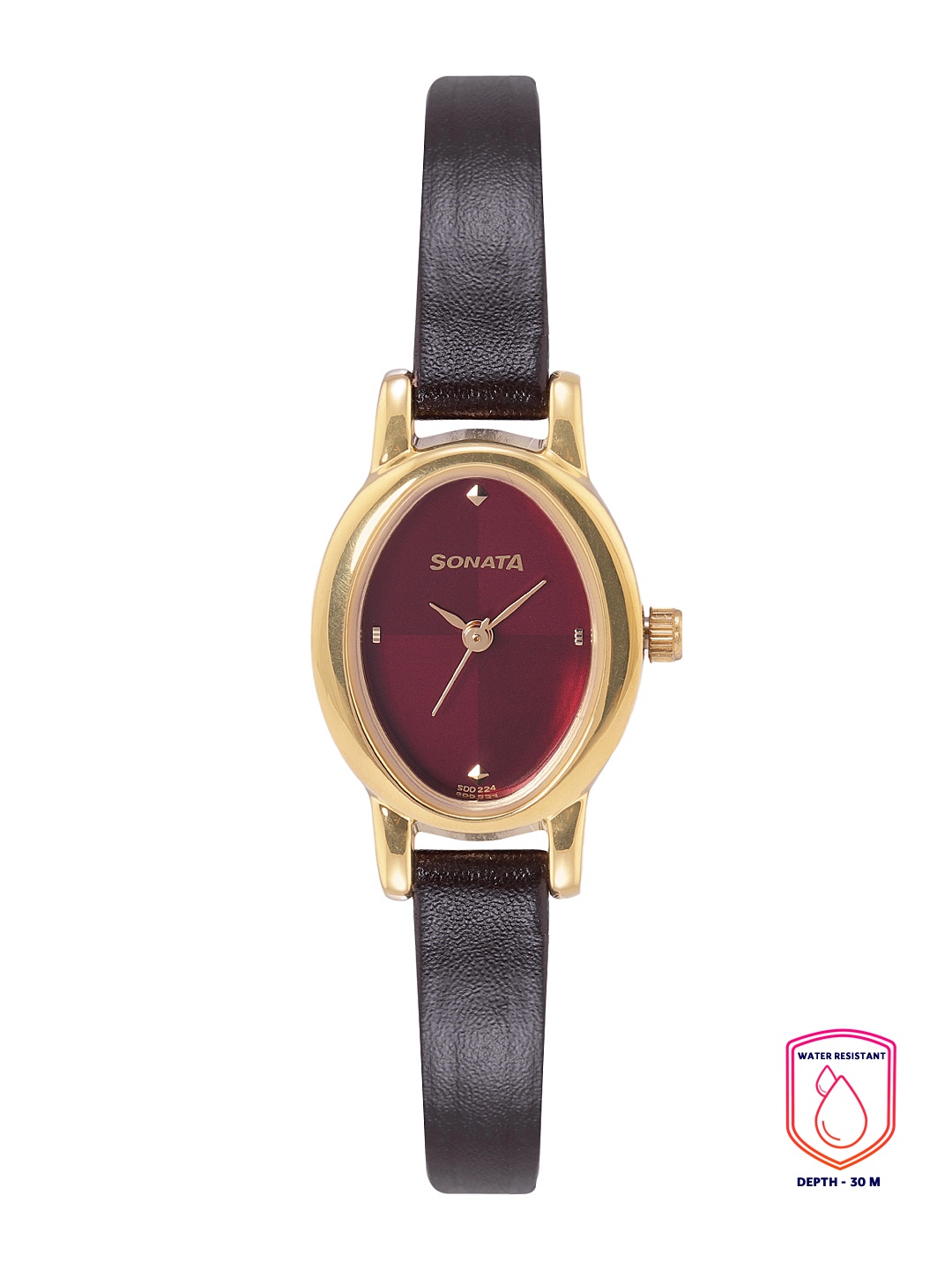 

Sonata Women Burgundy Dial Leather Strap Analogue Watch NK8100YL03