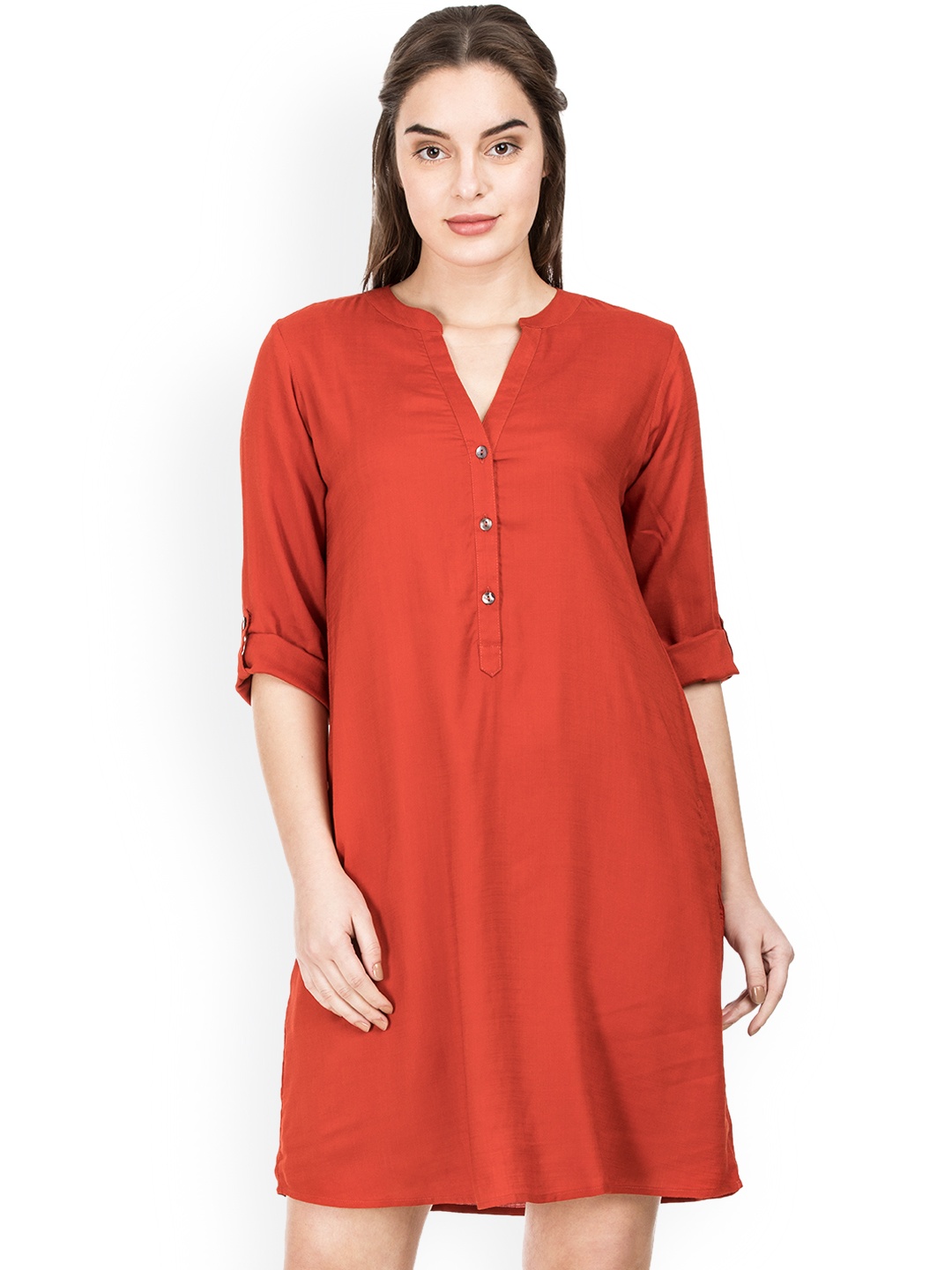 

IDK Women Rust Solid A-Line Dress