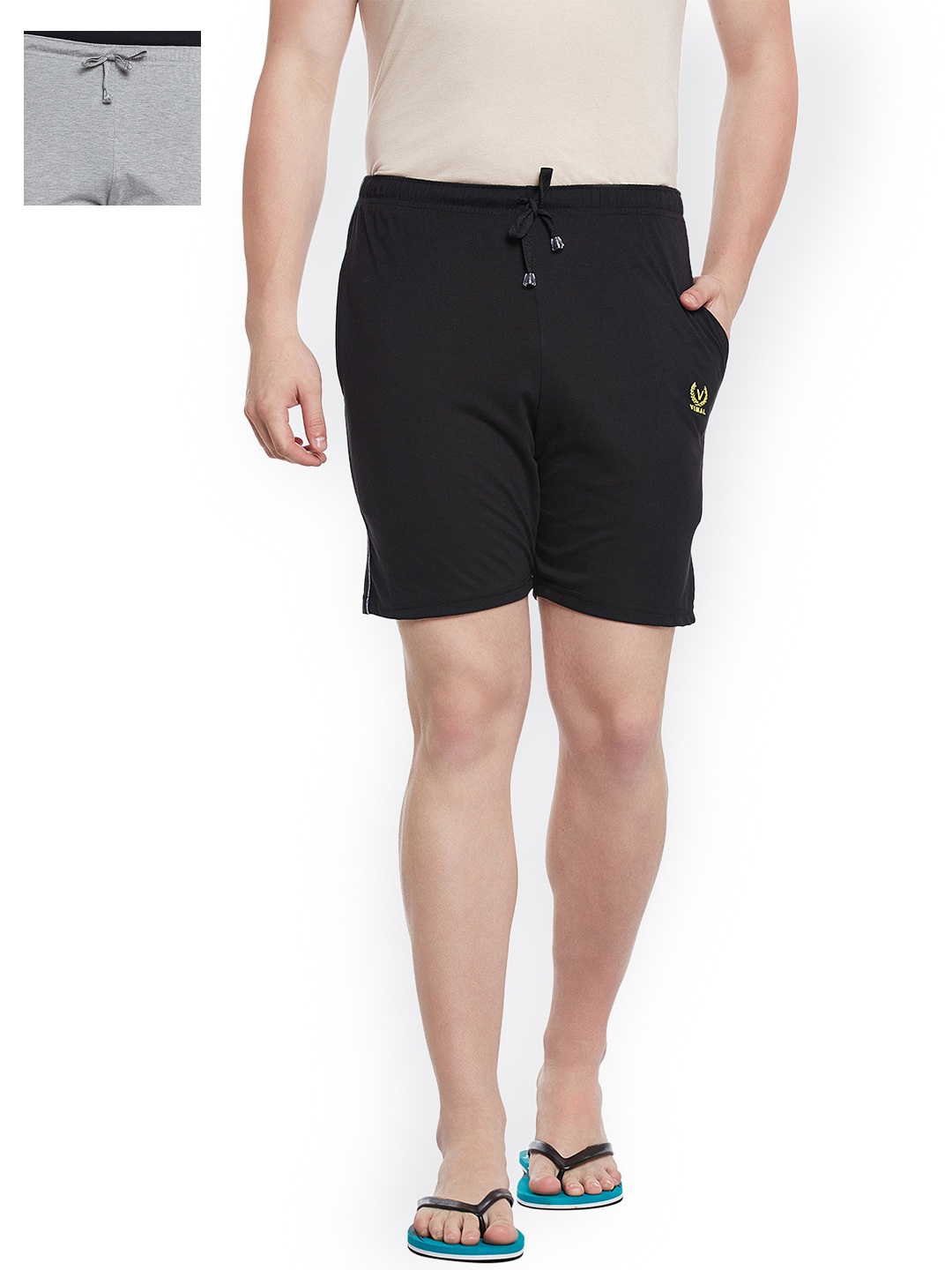 

VIMAL JONNEY Men Pack of 2 Lounge Shorts N1B_N1M_02, Black