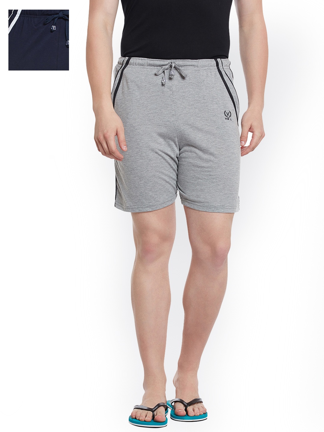 

VIMAL JONNEY Men Set of 2 Lounge Shorts N5M_N5NVY_02, Grey