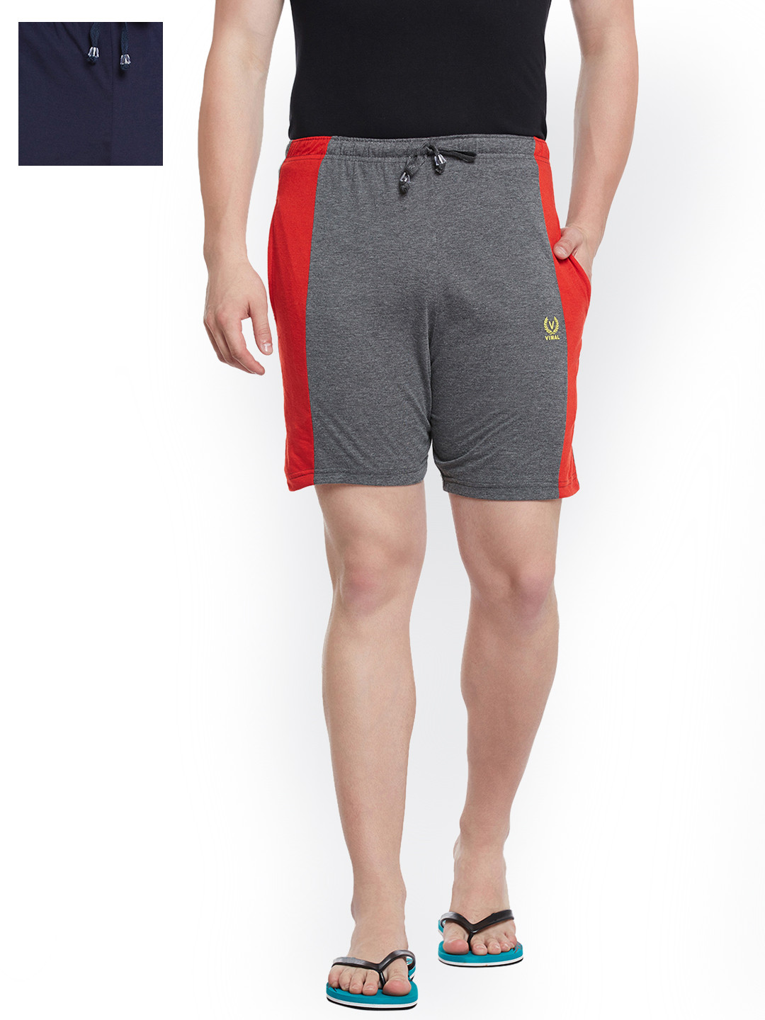 

VIMAL JONNEY Men Set of 2 Lounge Shorts N7A_N7NVY_02, Grey