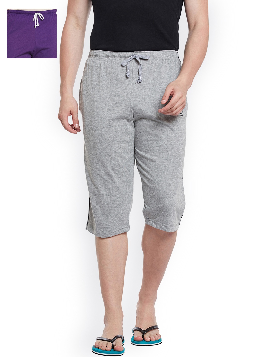 

VIMAL JONNEY Men Set of 2 Lounge Shorts C1M_C1PU_02, Grey