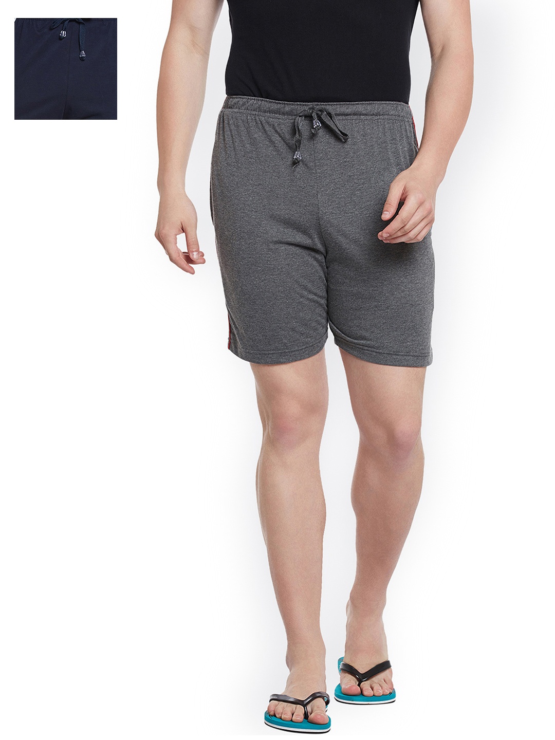 

VIMAL JONNEY Men Pack of 2 Lounge Shorts N1A_N5NVY_02, Grey