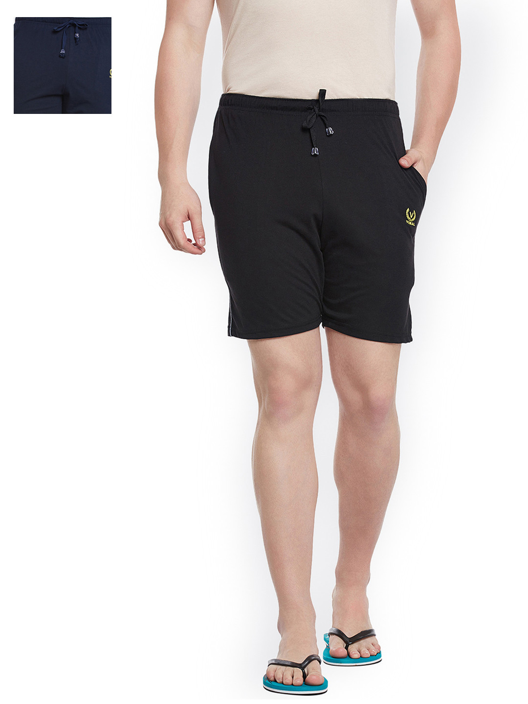 

VIMAL JONNEY Men Pack of 2 Lounge Shorts N1B_N1NVY_02, Black