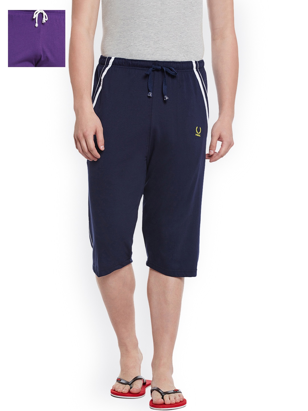 

VIMAL JONNEY Men Pack of 2 Lounge Shorts C5N_C7PU_02, Navy blue