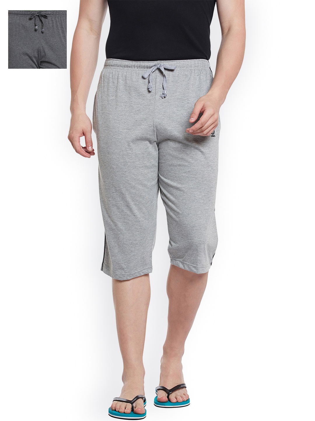 

VIMAL JONNEY Men Pack of 2 Lounge Shorts C1A_C1M_02, Grey