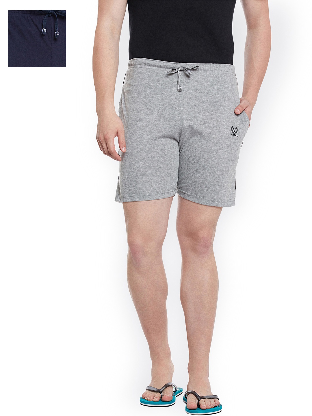 

VIMAL JONNEY Men Set of 2 Lounge Shorts N1M_N7NVY_02, Grey