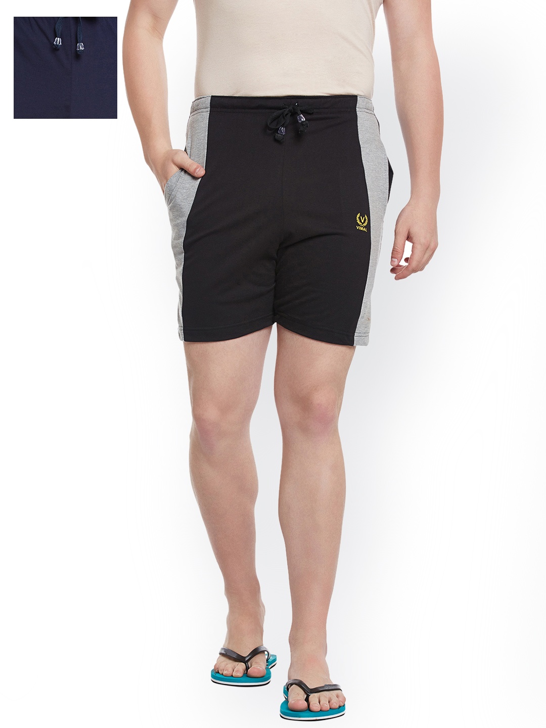 

VIMAL JONNEY Men Set of 2 Lounge Shorts N7B_N7NVY_02, Black