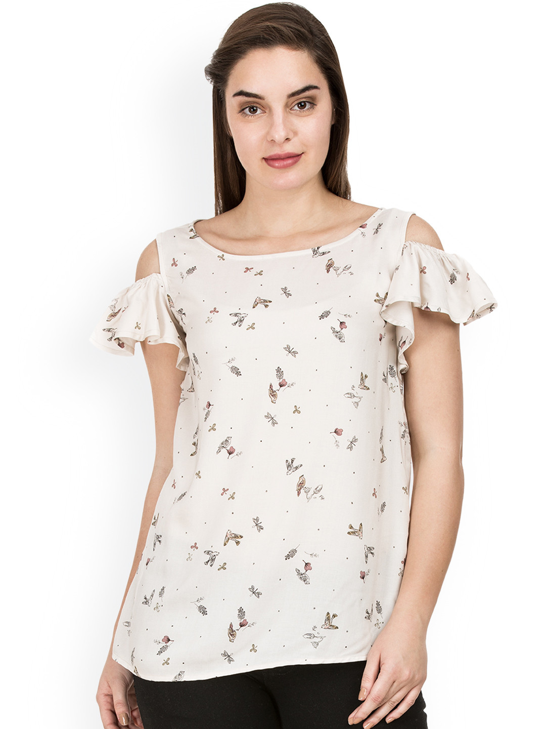 

IDK Women Cream-Coloured Printed Top
