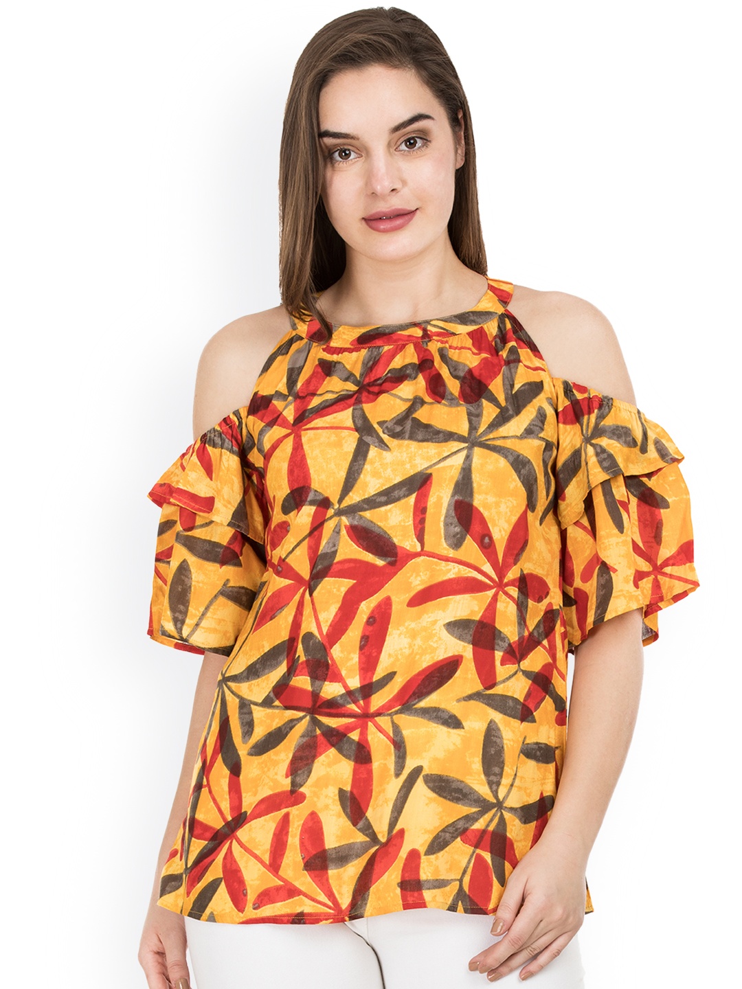 

IDK Women Yellow Printed Top