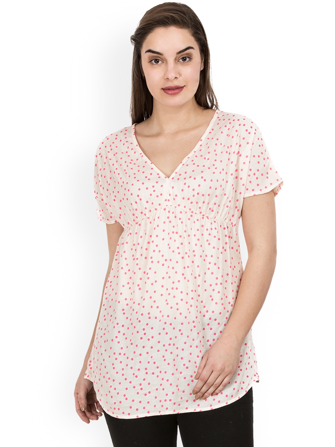 

IDK Women Cream-Coloured Printed Top