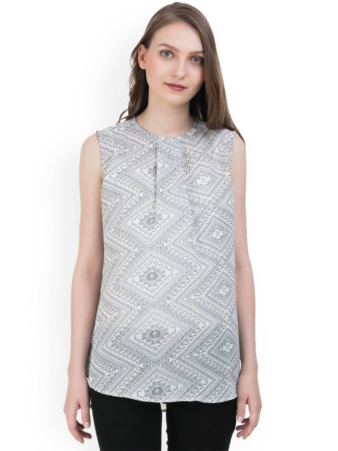 

IDK Women Grey Printed Top