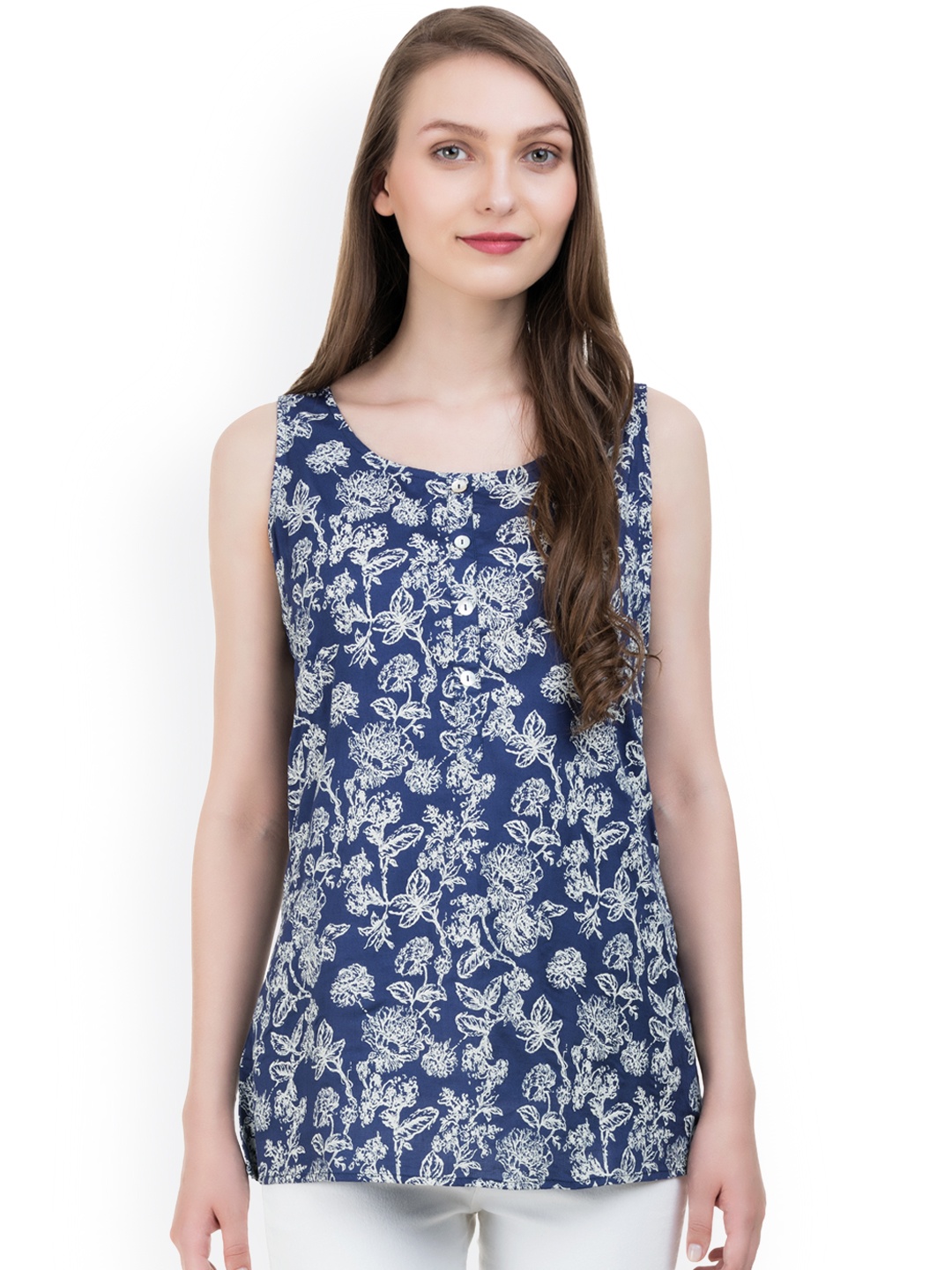 

IDK Women Blue Printed Top