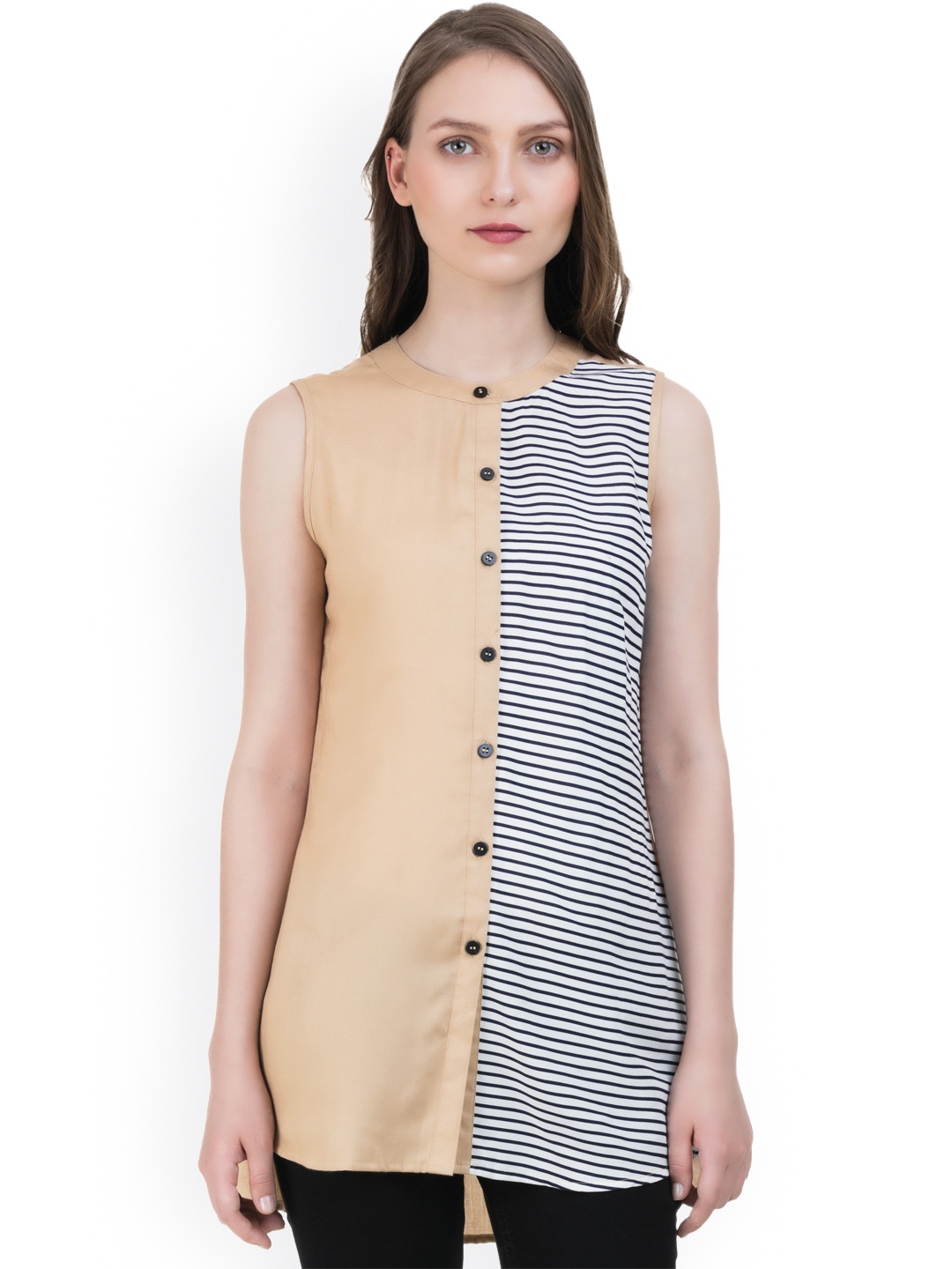 

IDK Women Beige Striped Top