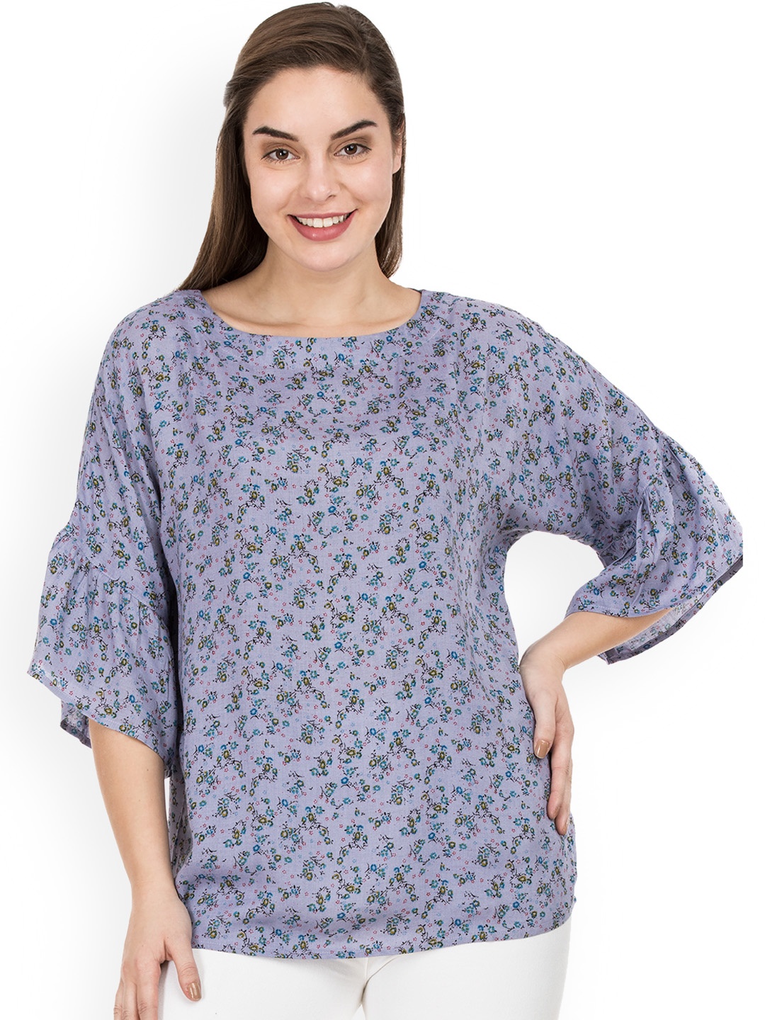 

IDK Women Lavender Printed Top