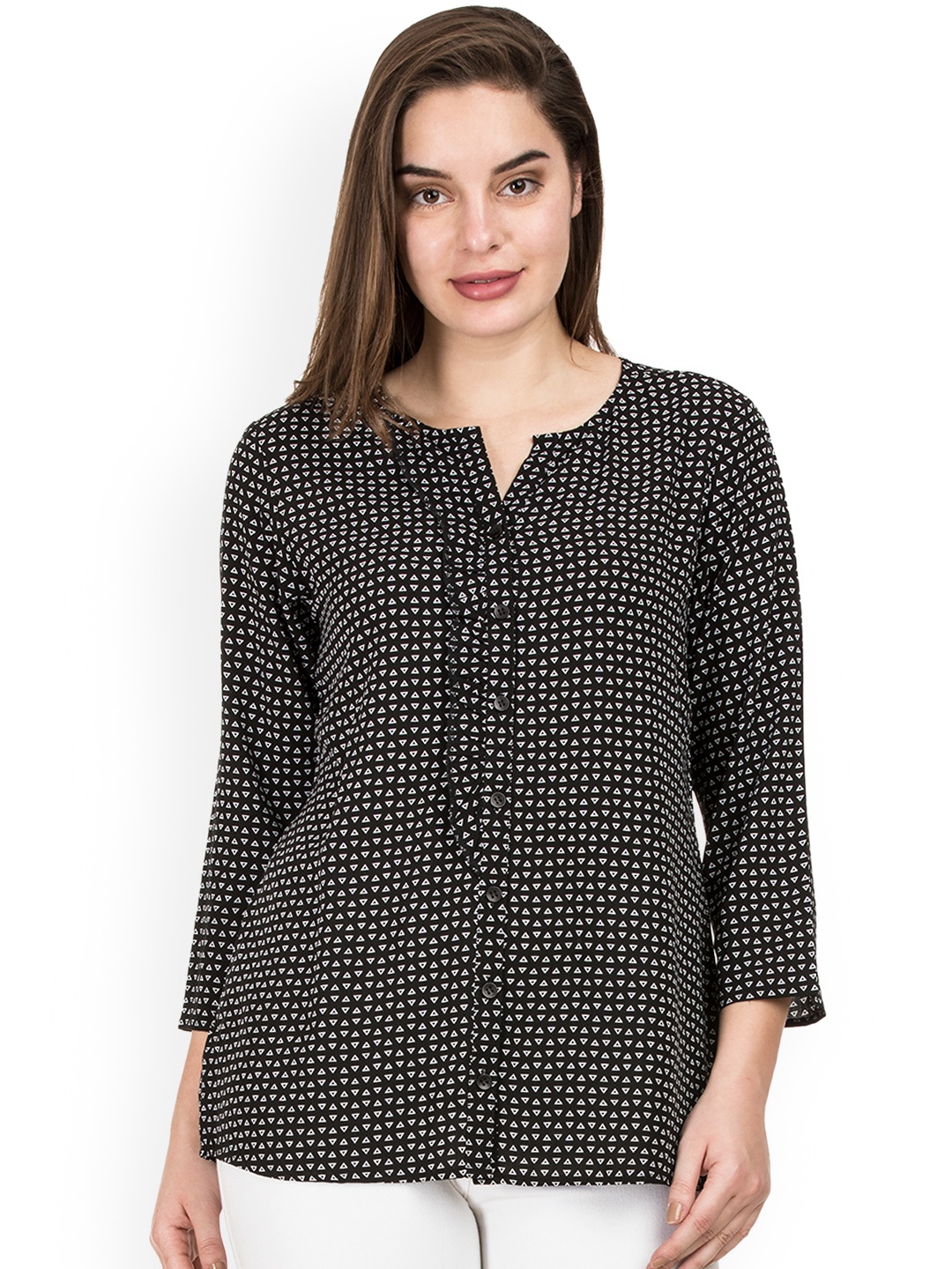 

IDK Women Black Printed Top