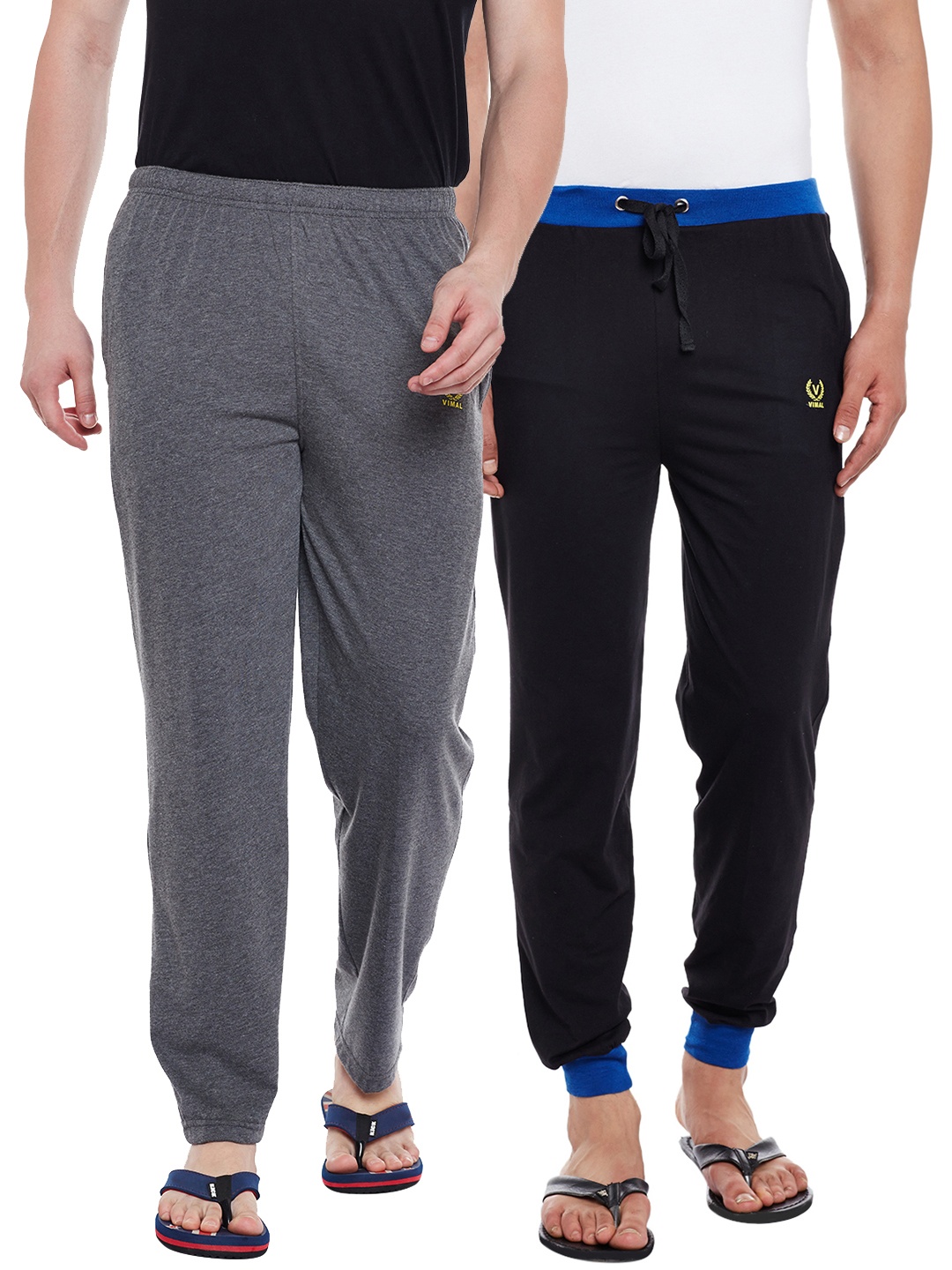 

VIMAL JONNEY Men Pack Of 2 Lounge Pants D10A_D9BTURQ_002, Grey