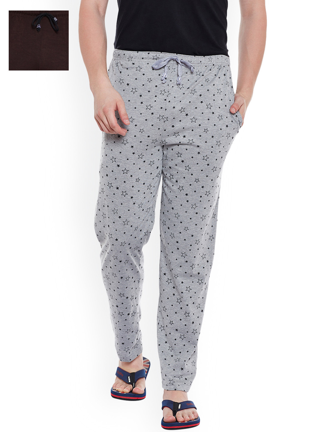

VIMAL JONNEY Men Pack of 2 Lounge Pants D6BRD1PRT1M_02, Brown