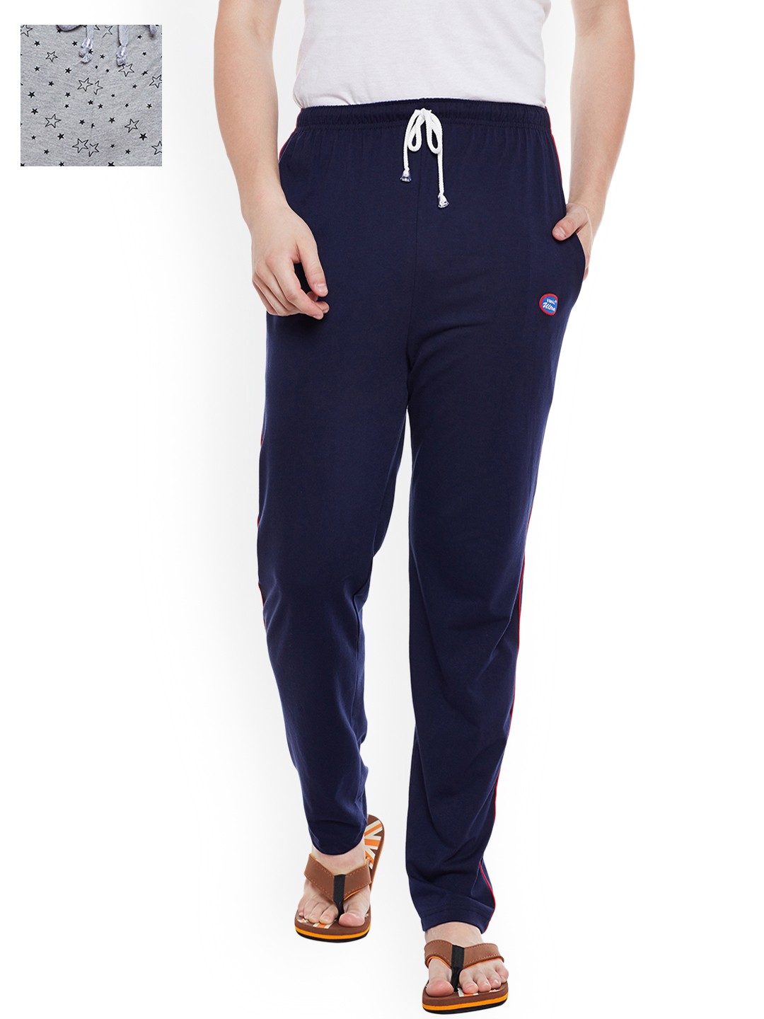 

VIMAL JONNEY Men Pack of 2 Lounge Pants D1PR1M_D1N_02, Grey melange